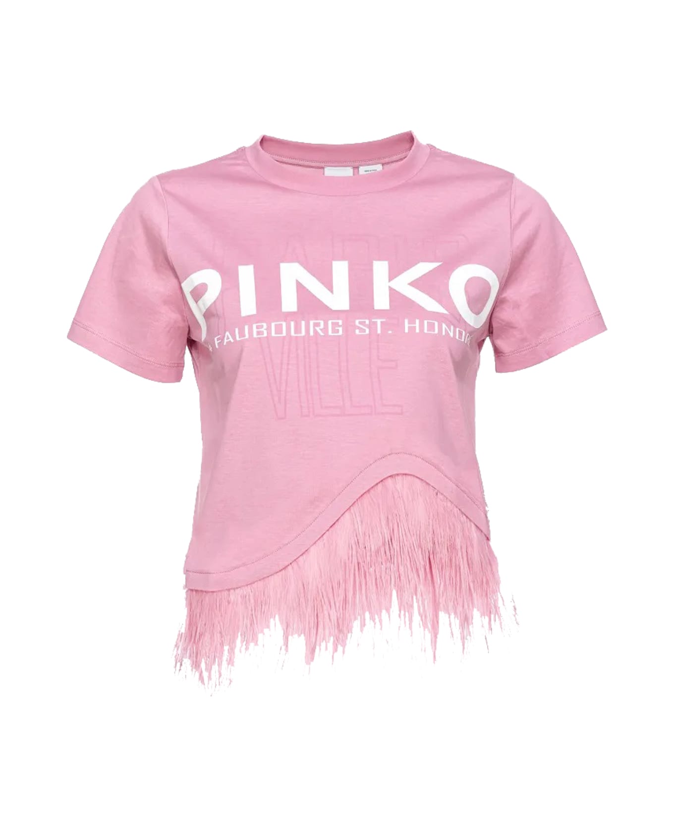 Pinko Cities Logo Printed Asymmetric T-shirt - Rose