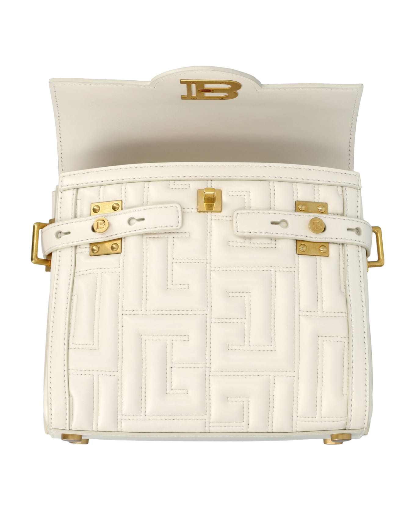 Balmain B-buzz 23 Quilted Leather Bag - WHITE