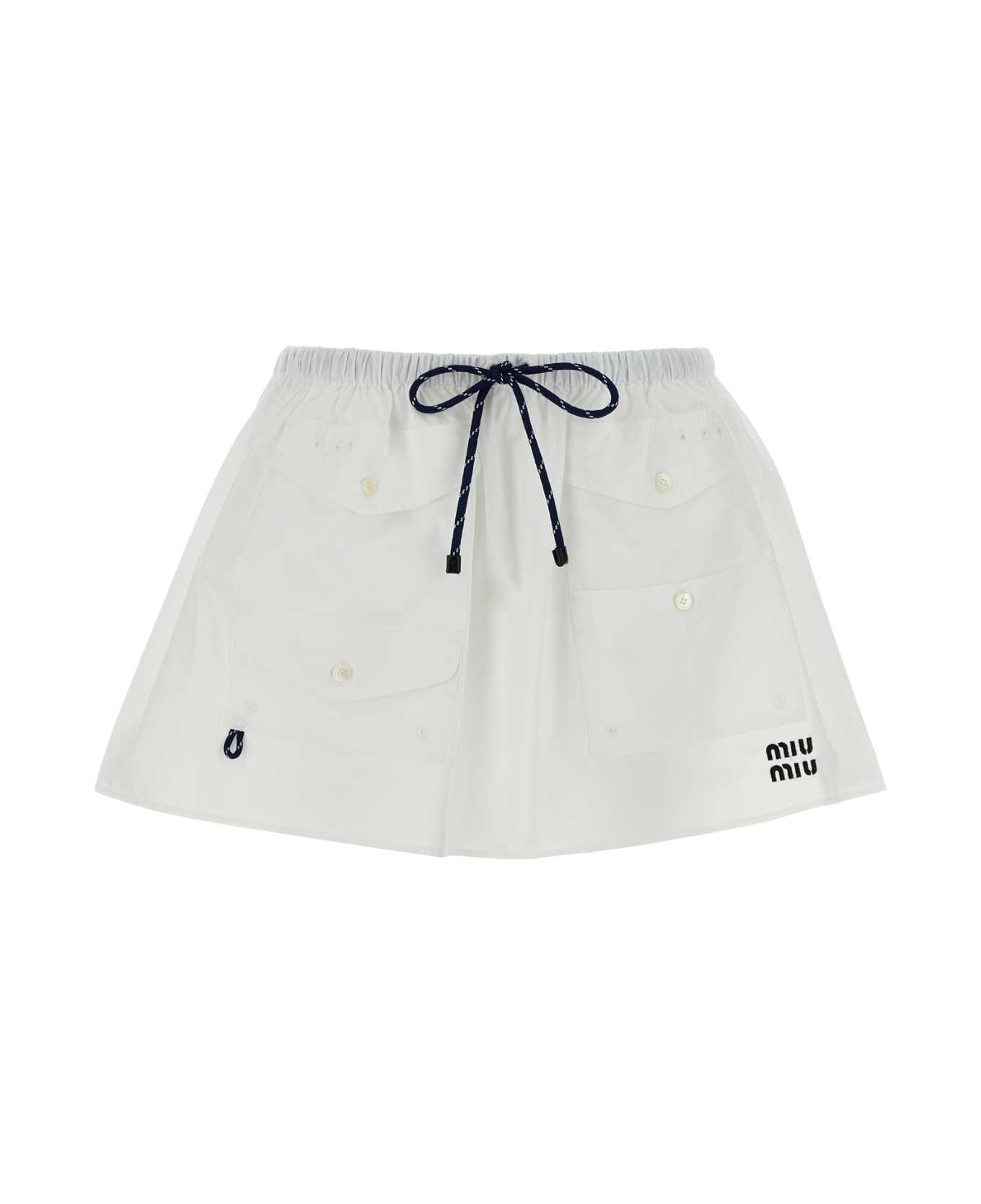 Miu Miu White Poplin Mini Skirt - BIANCO