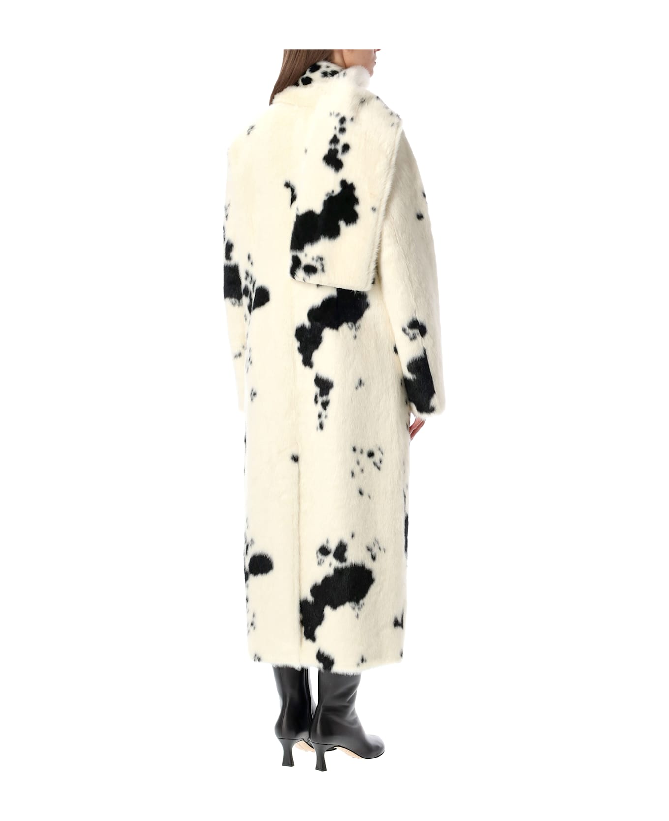 STAND STUDIO Palmer Faux Fur Coat With Detachable Scarf - White