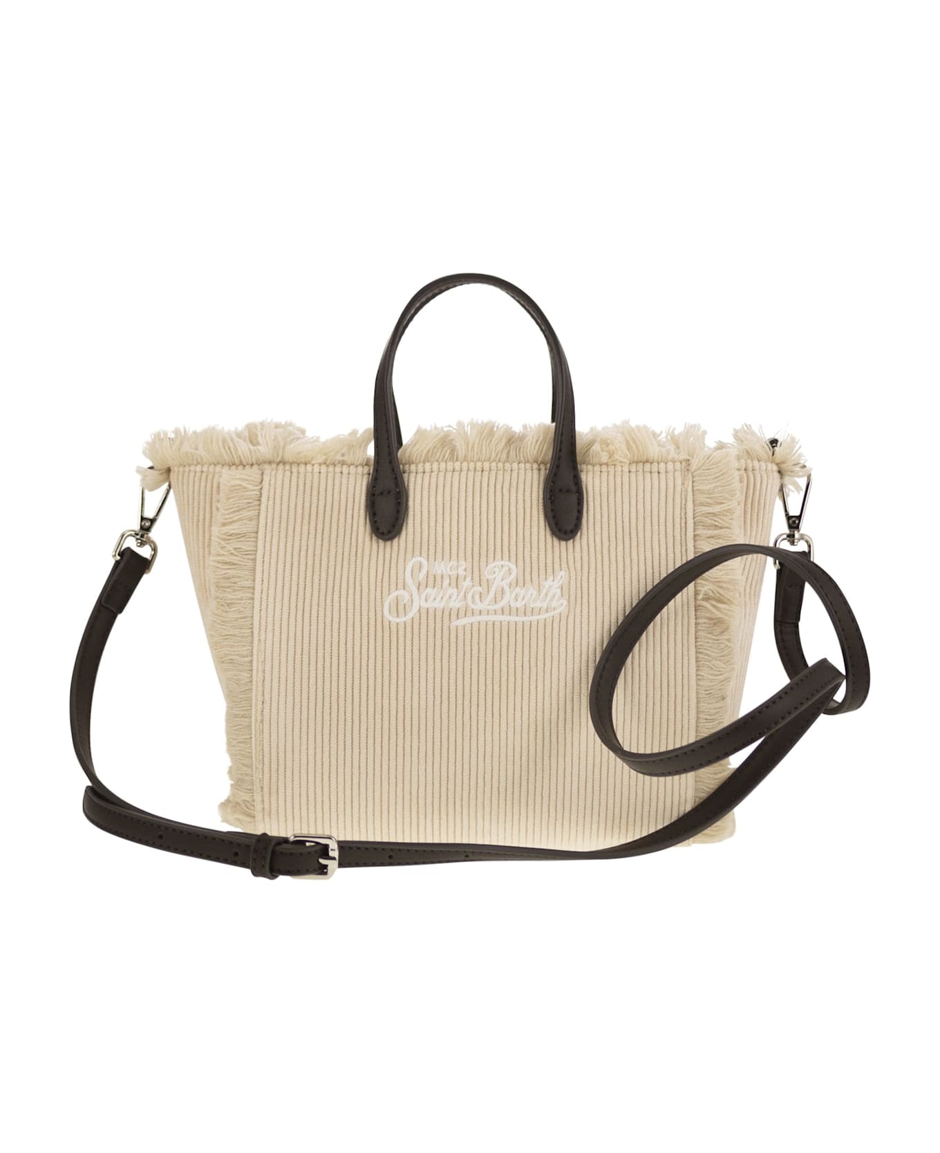 MC2 Saint Barth Mini Vanity Bag With Bangs And Embroidered Logo - Beige