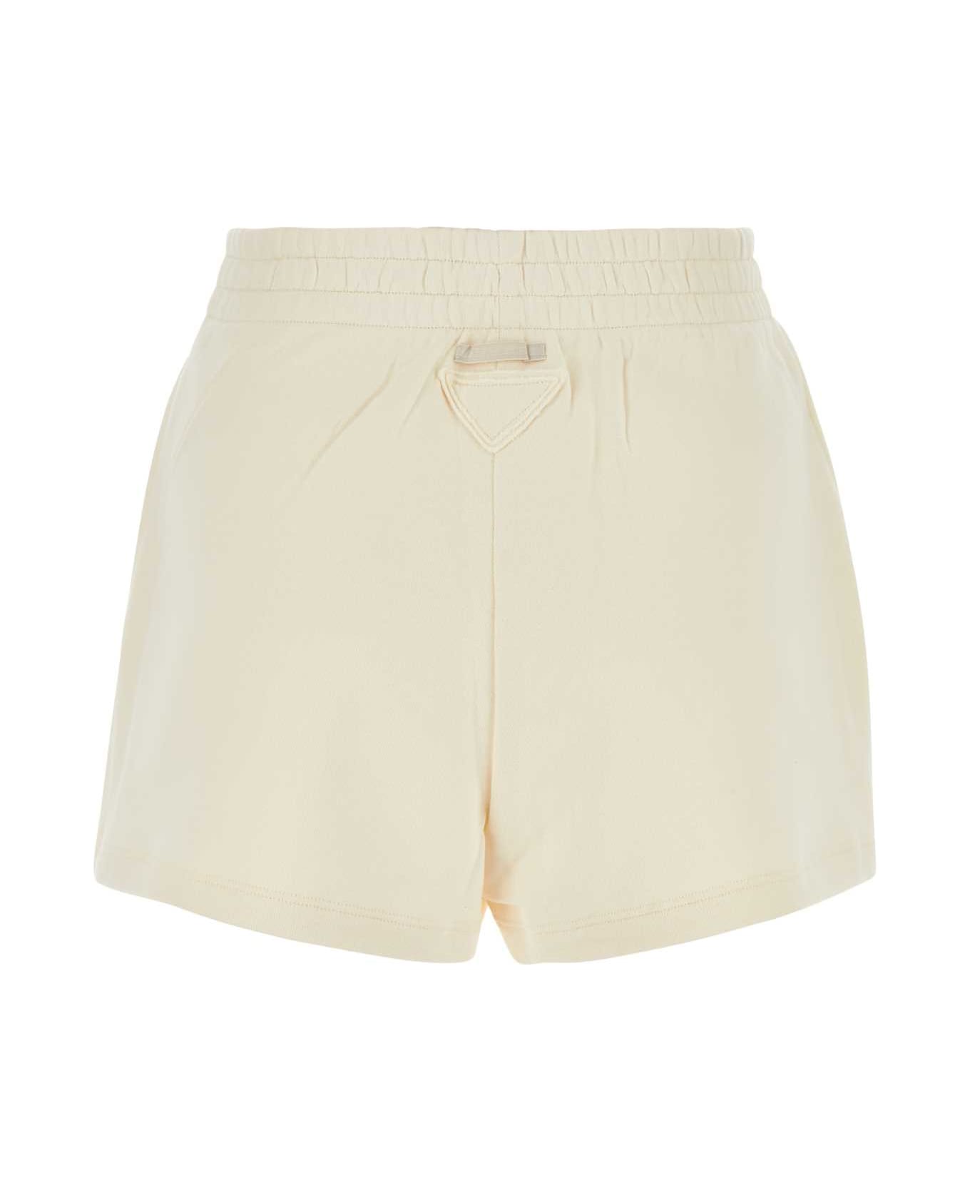 Prada Cream Cotton Shorts - NATURALE