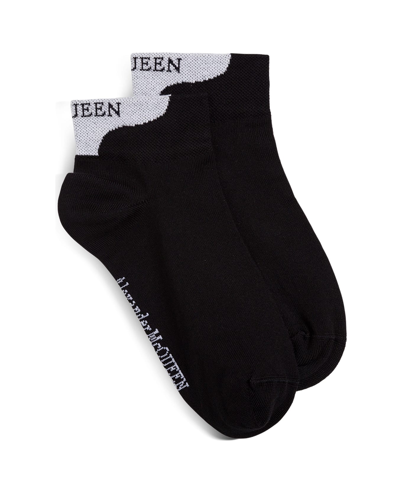 Alexander McQueen Black Cotton Socks With Logo - Black