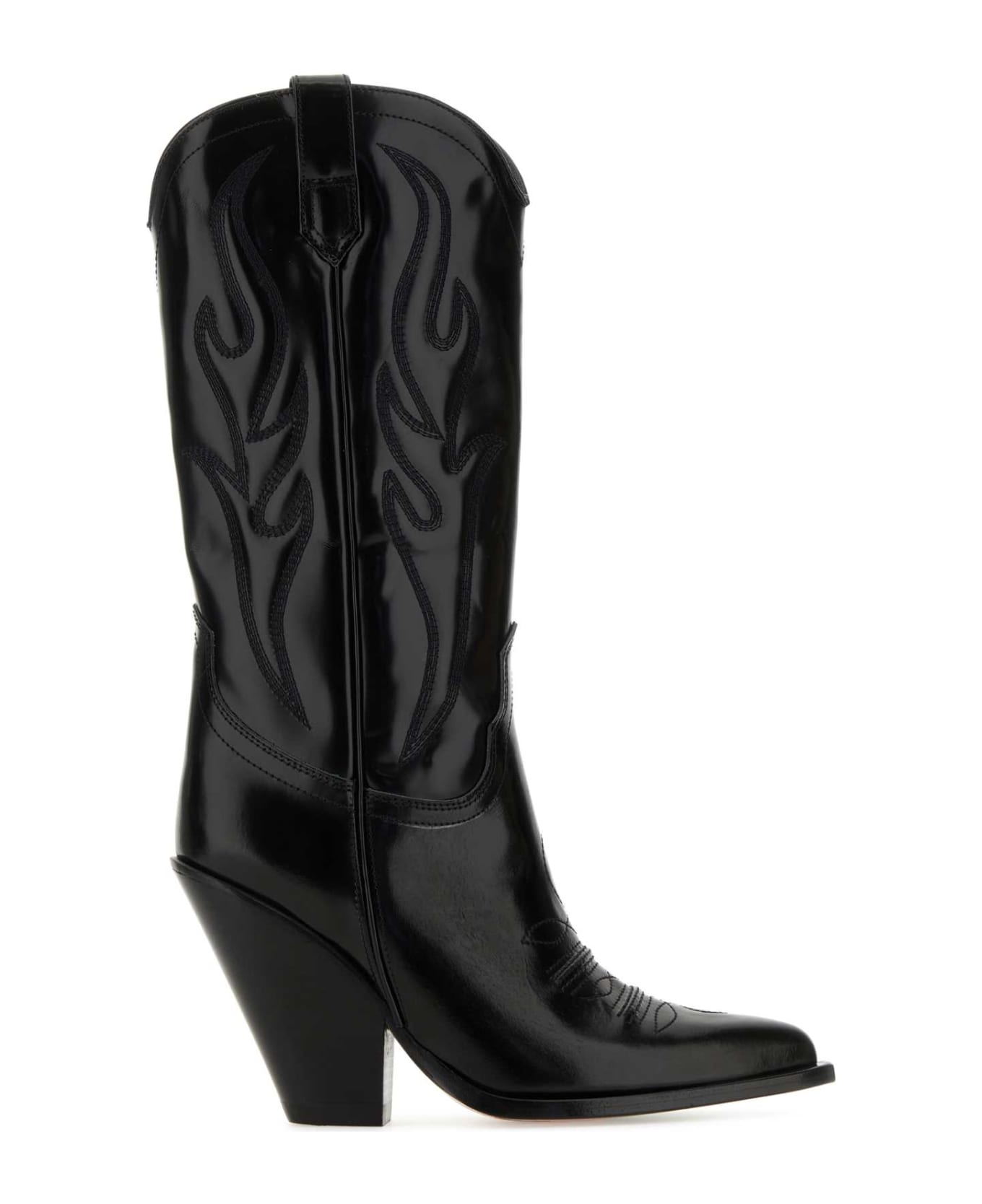 Sonora Black Leather Santa Fe Boots - BLACK