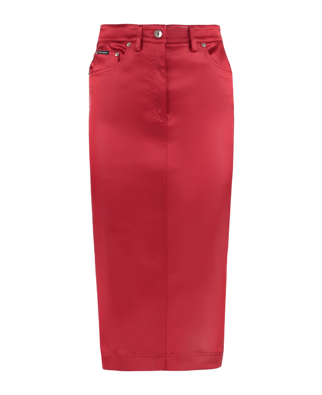 Dolce & Gabbana Stretch Satin Pencil Skirt - red