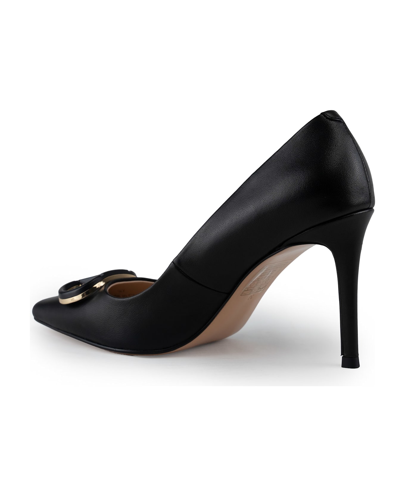 TwinSet Leather Pumps With Oval-t Logo - Nero