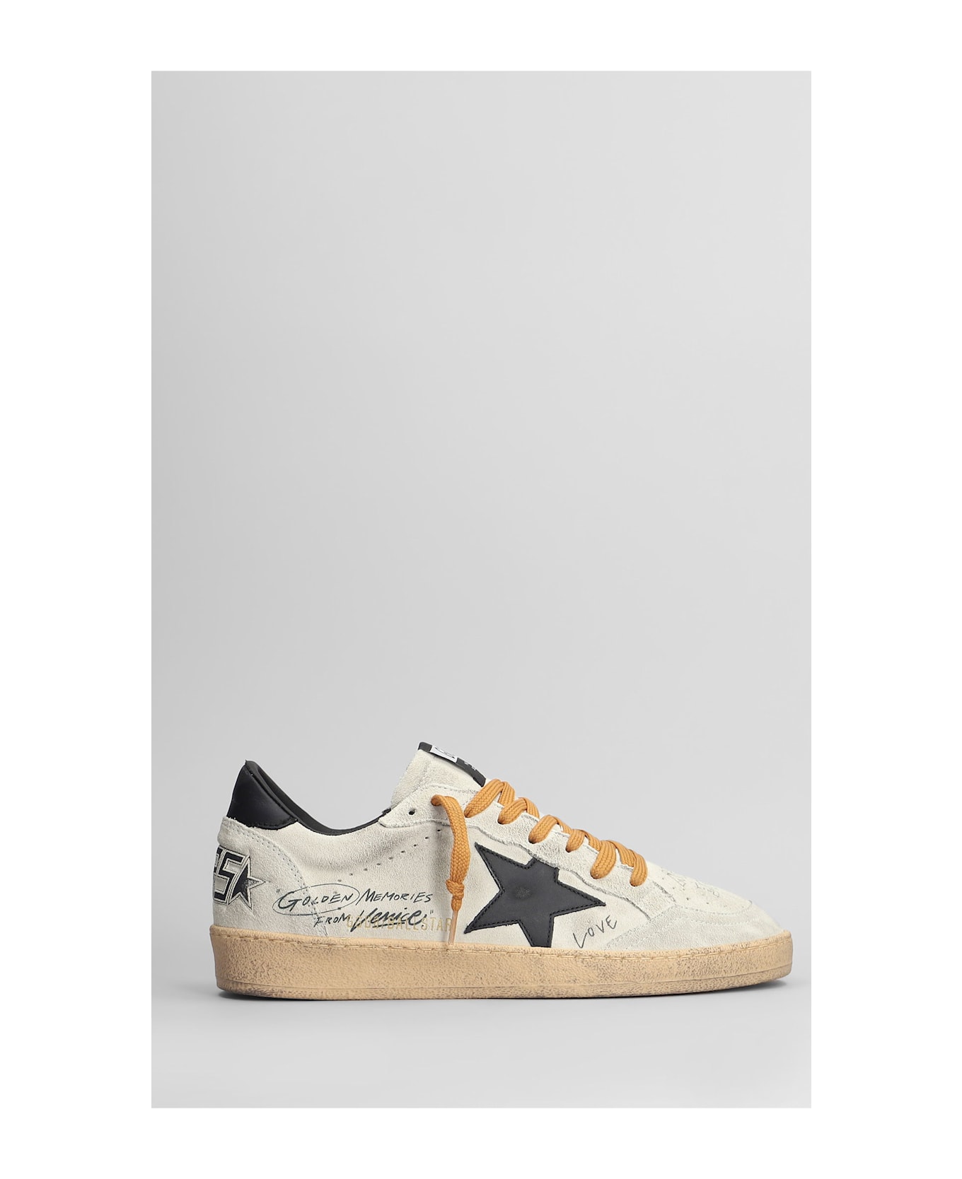 Golden Goose Ball Star Sneakers In Grey Suede - grey