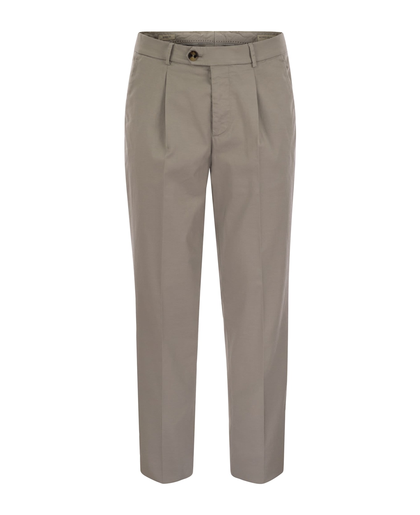 Brunello Cucinelli Garment-dyed Leisure Fit Trousers In American Pima Comfort Cotton With Pleats - KAKY