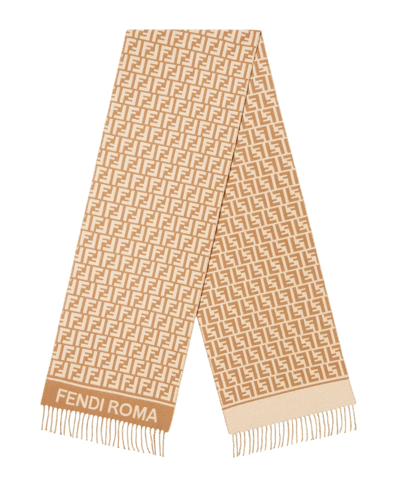 Fendi Wool And Cashmere Scarf - Camel
