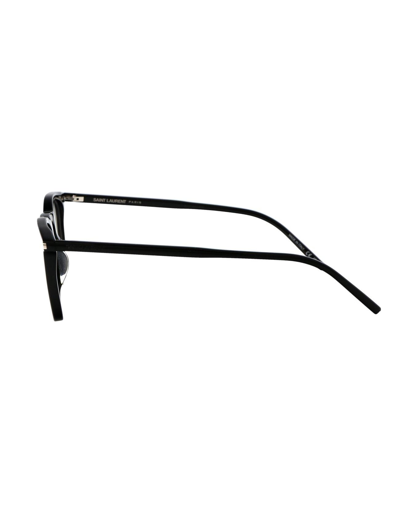 Saint Laurent Eyewear Round Frame Glasses - 001 black black transpare