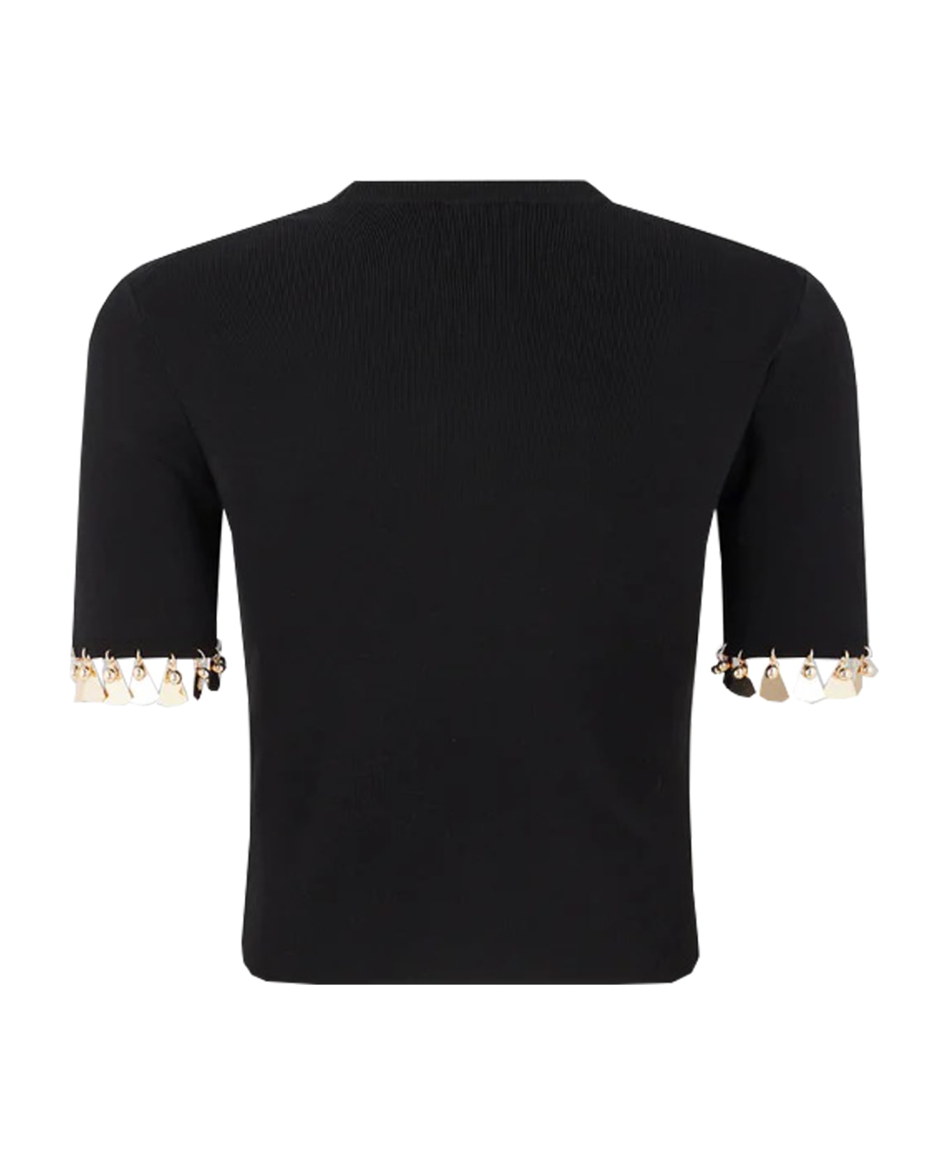 Paco Rabanne Embellished Knit Cropped Top - Black