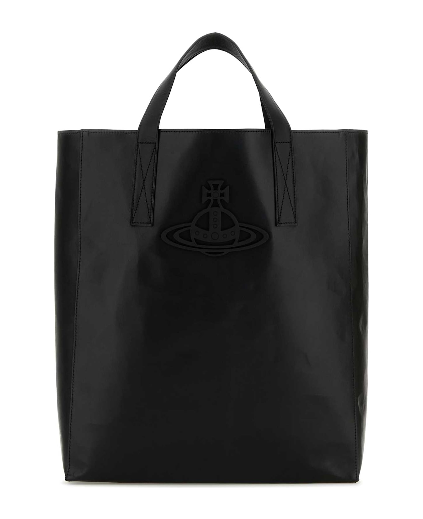 Vivienne Westwood Black Leather Medium Sarah Shopping Bag - Black
