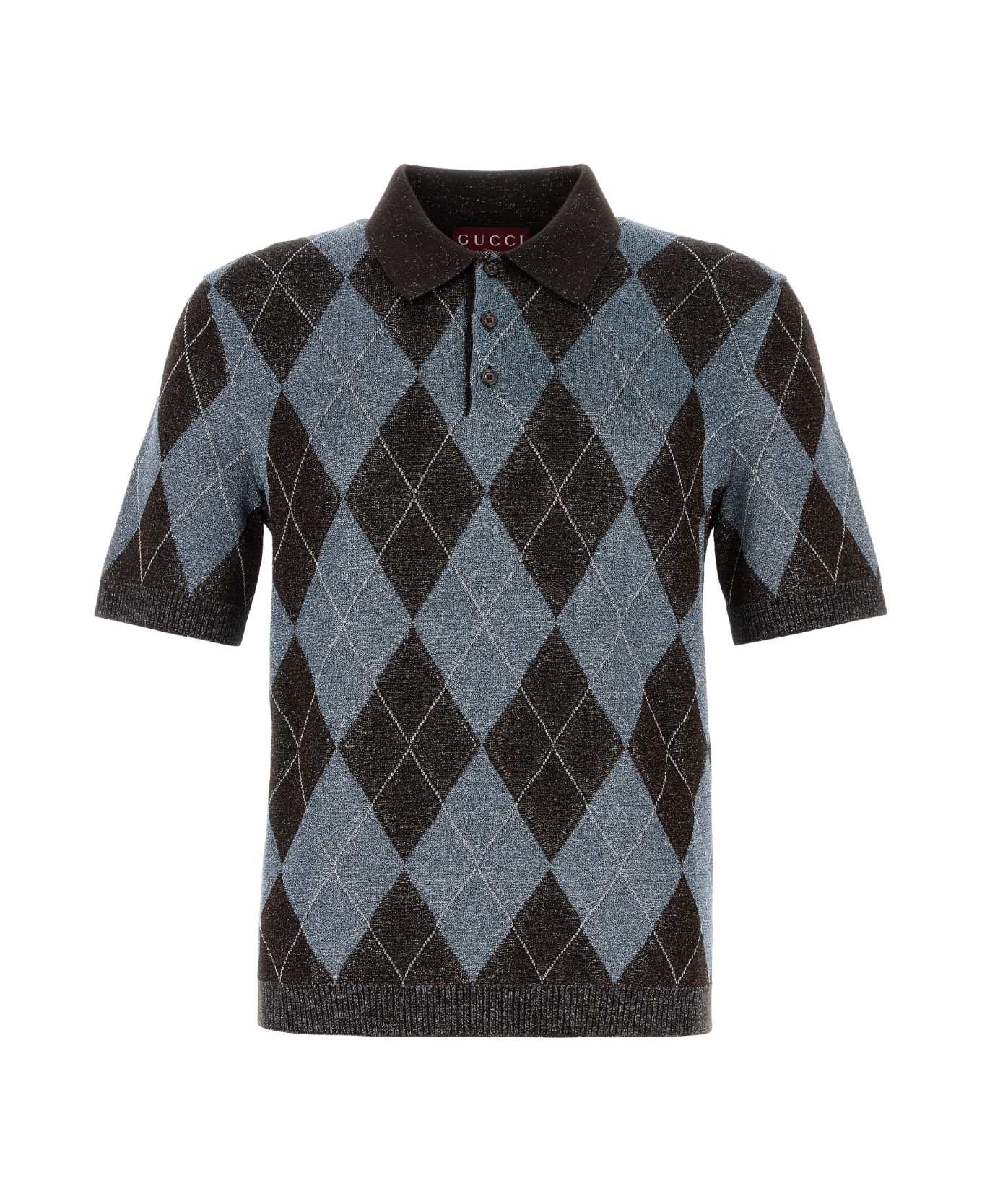 Gucci Embroidered Wool Blend Polo Shirt - MULTI