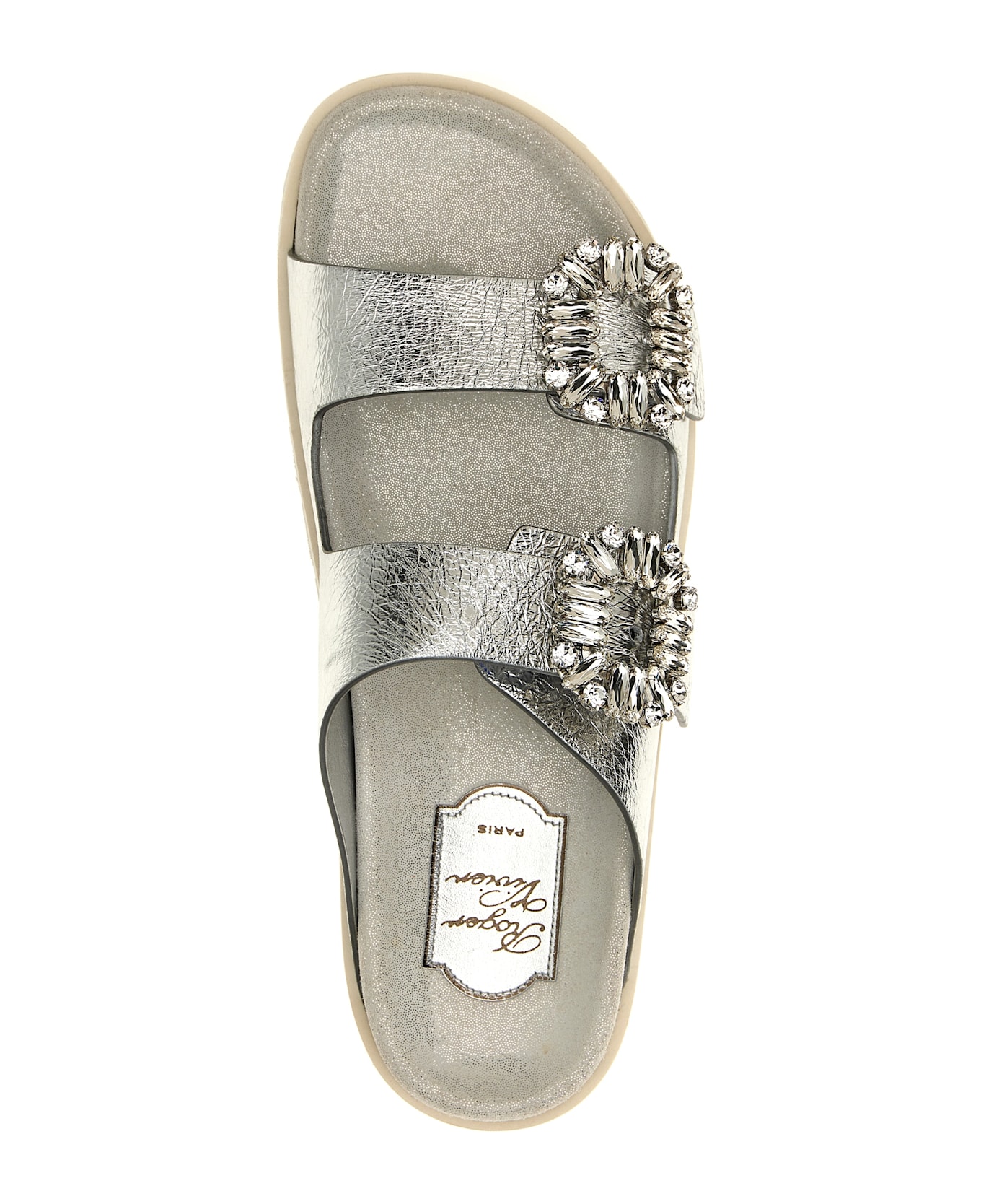 Roger Vivier Slidy Viv Rhinestone Sandals - Silver