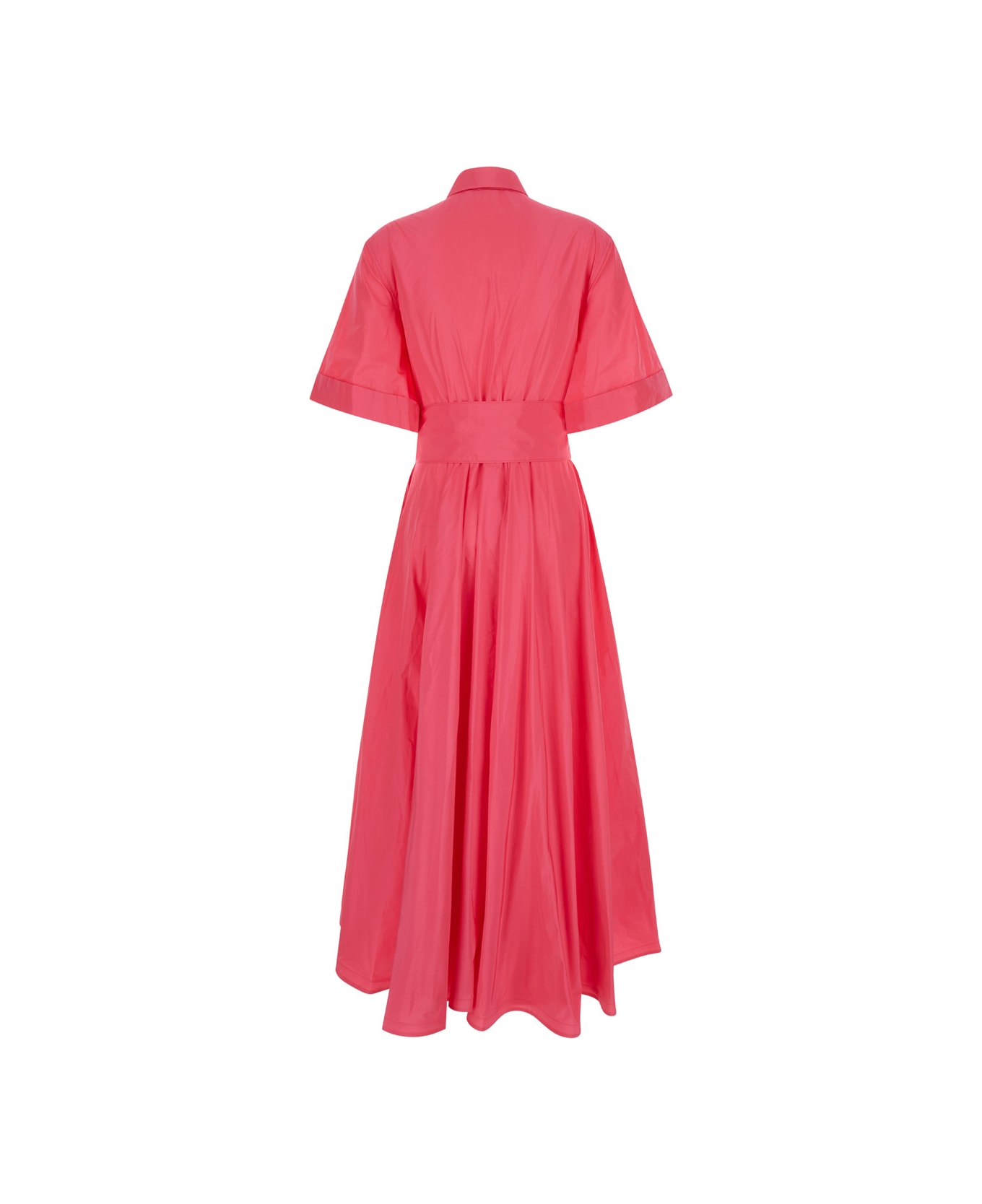 Sara Roka Pink Chemisier Long Dress In Techno Fabric Woman - Pink