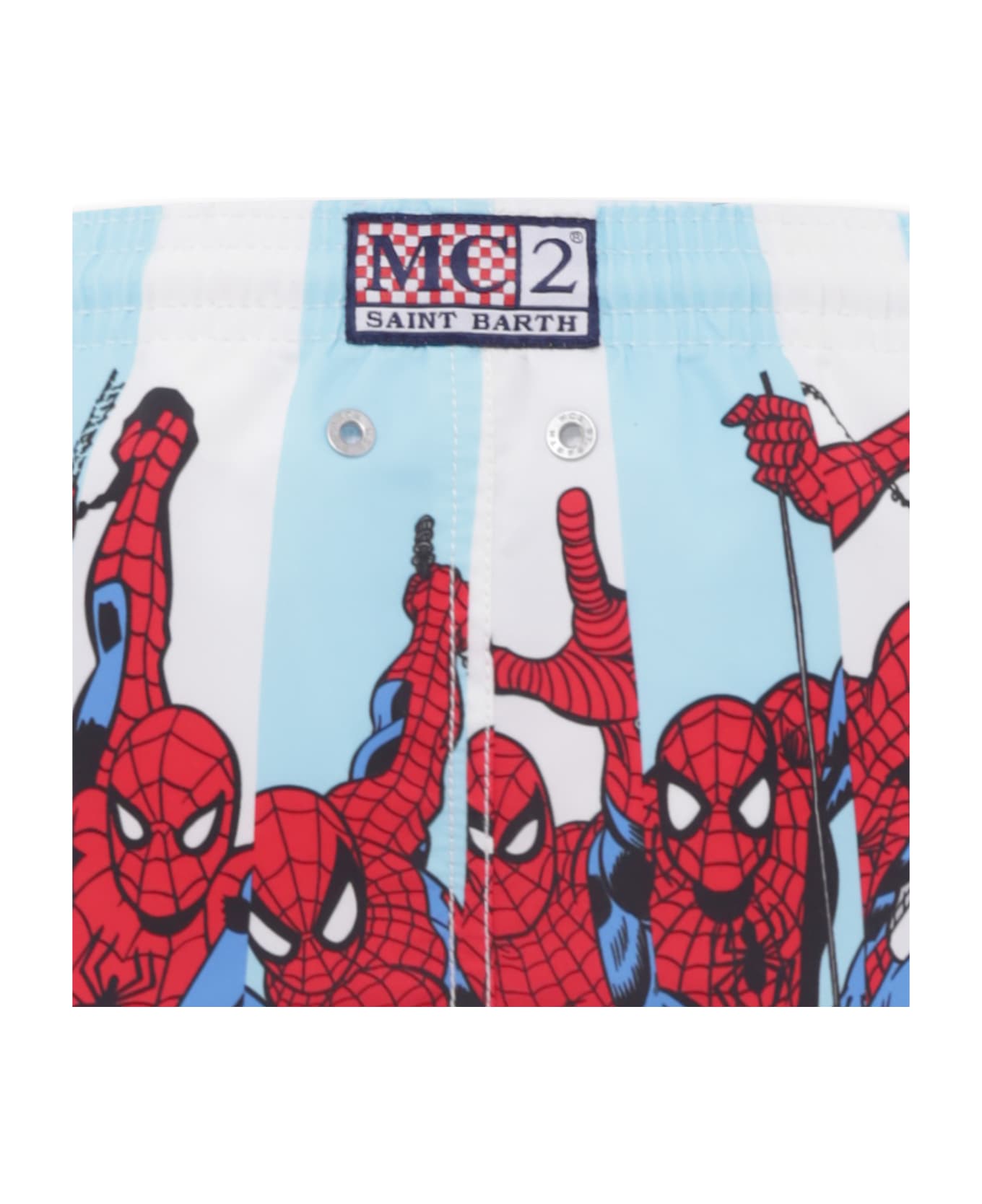 MC2 Saint Barth Light Blue Swim Shorts For Boy With Spiderman - Light Blue