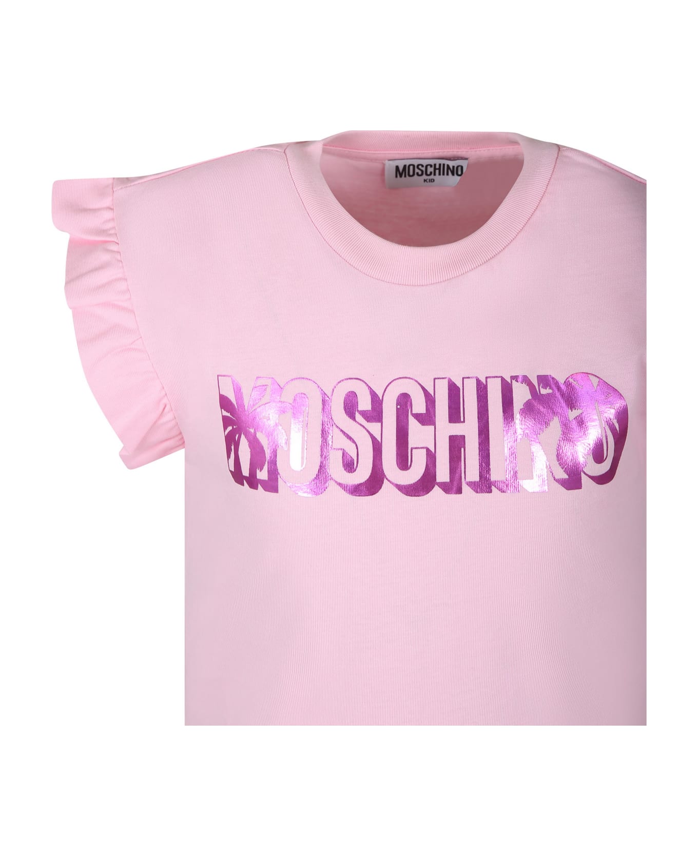 Moschino Pink Suit For Girl With Teddy Bear And Logo - Pink