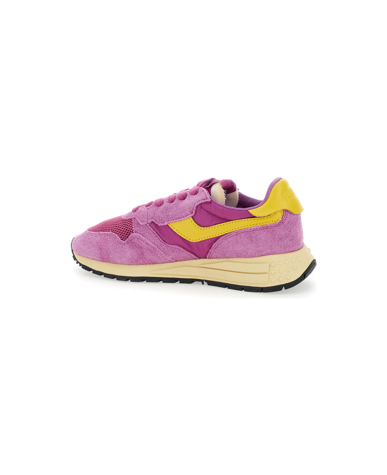 Autry 'reelwind' Violet Low Top Sneakers With Logo Patch On Tongue And Side In Leather Blend Woman - Violet