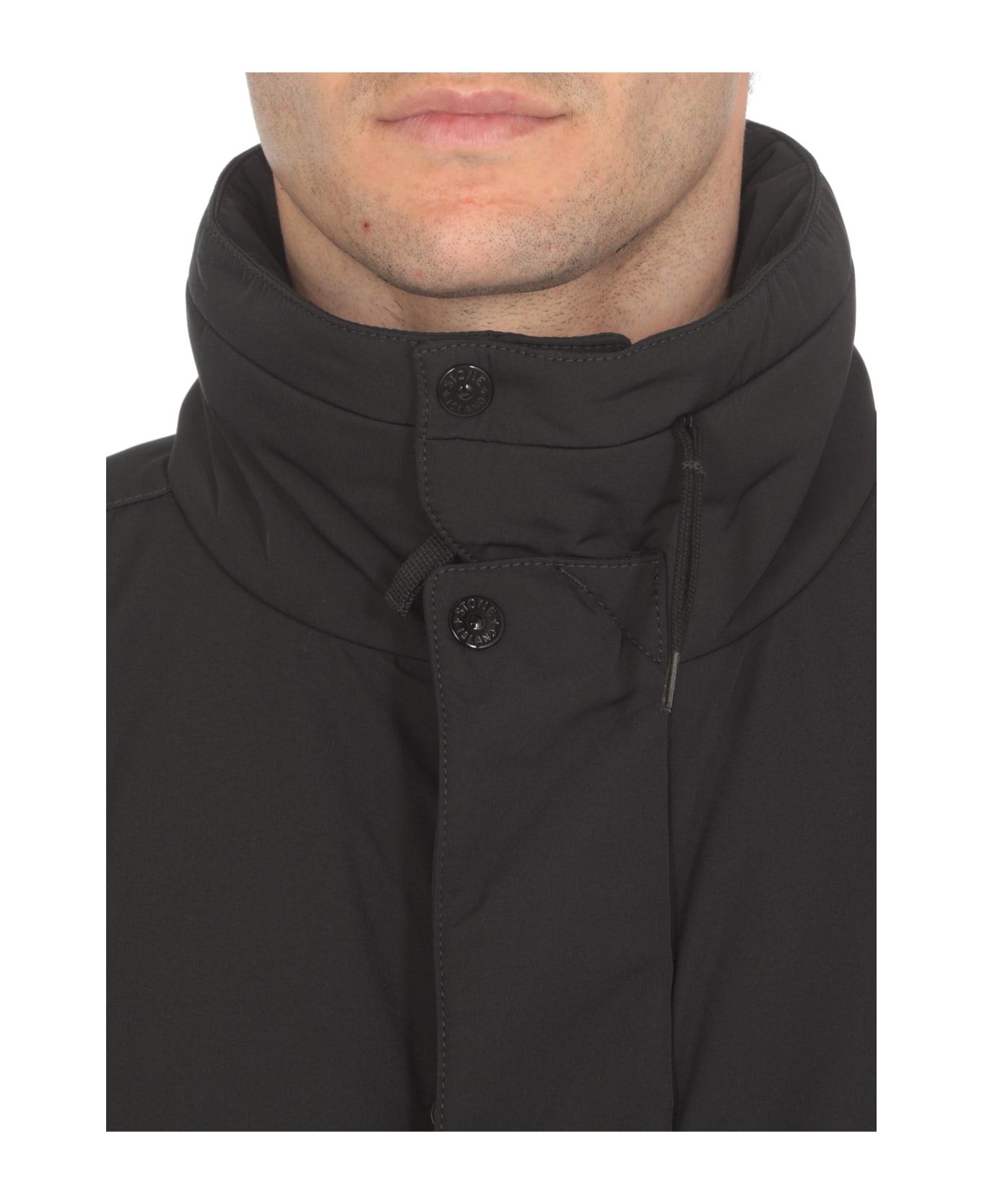 Stone Island Padded Jacket With Logo - Black