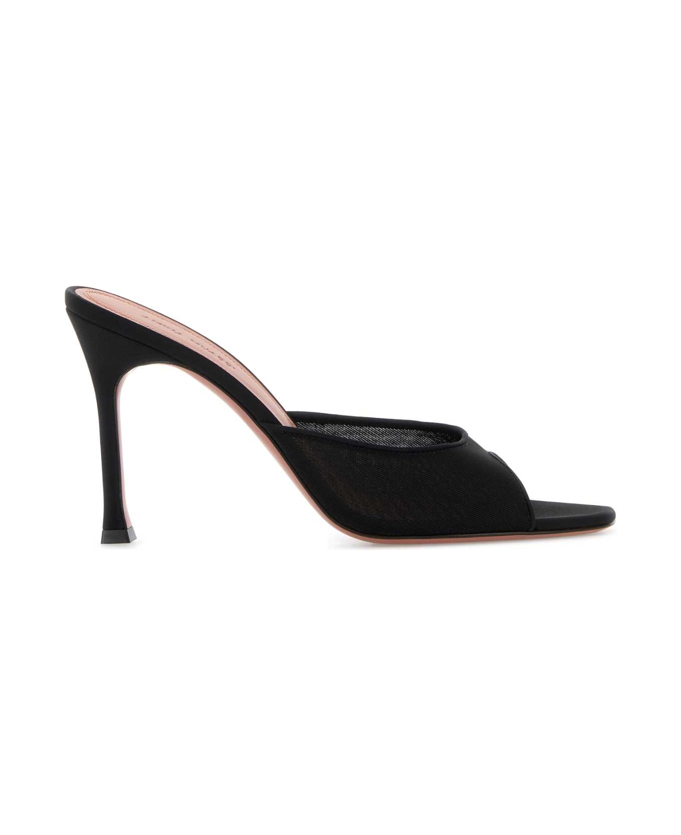 Amina Muaddi Black Mesh Alexa Mules - BLACK95MMSRHEEL