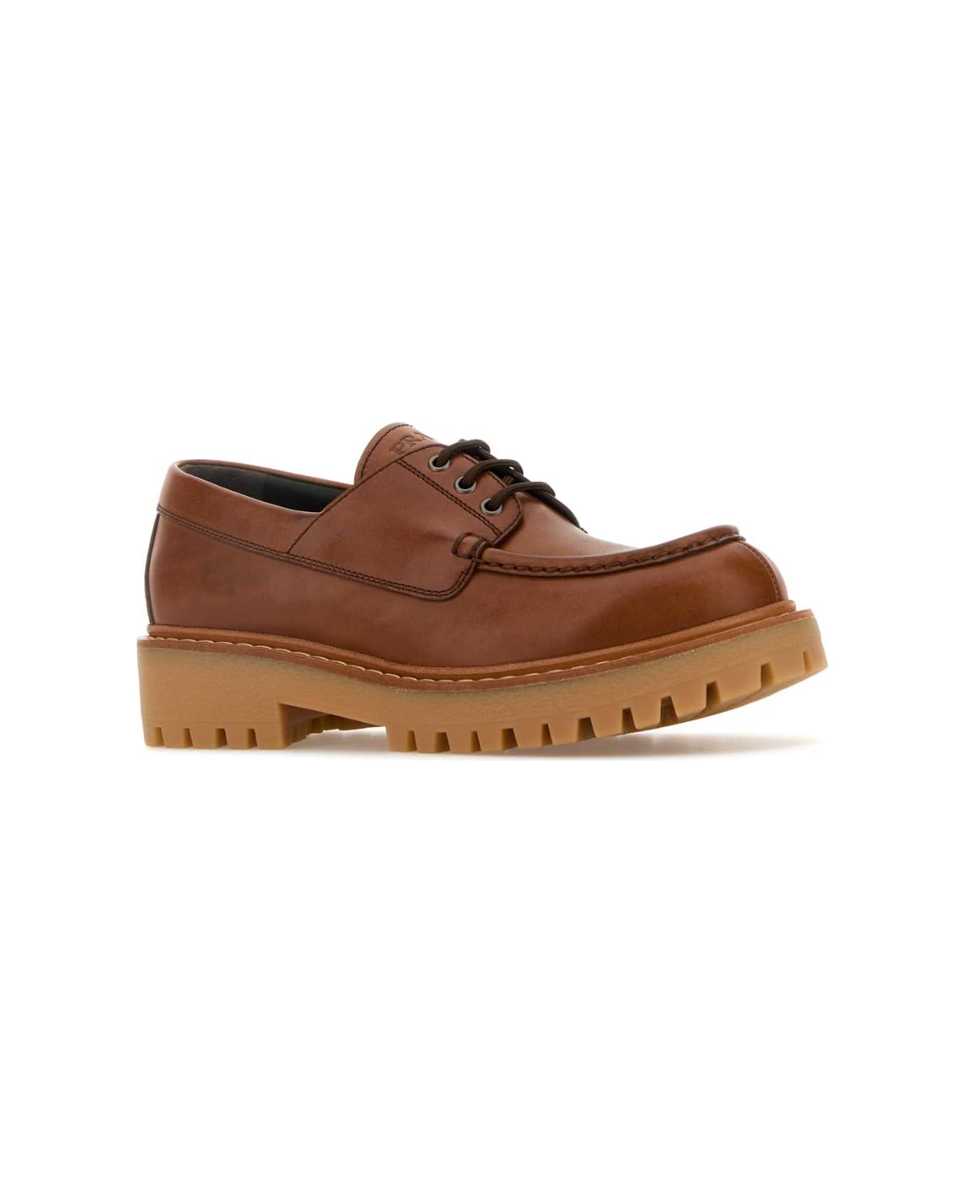 Prada Caramel Leather Lace-up Shoes - COGNAC
