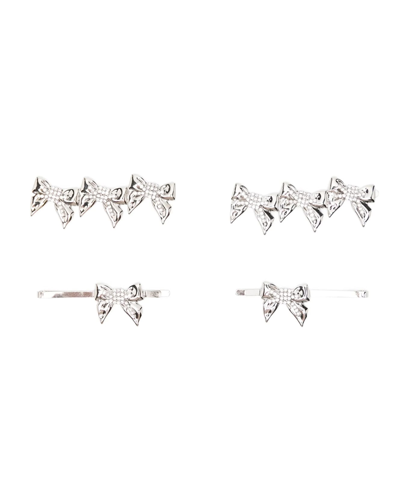 Alessandra Rich Set Of Four Bow Pins - Silver