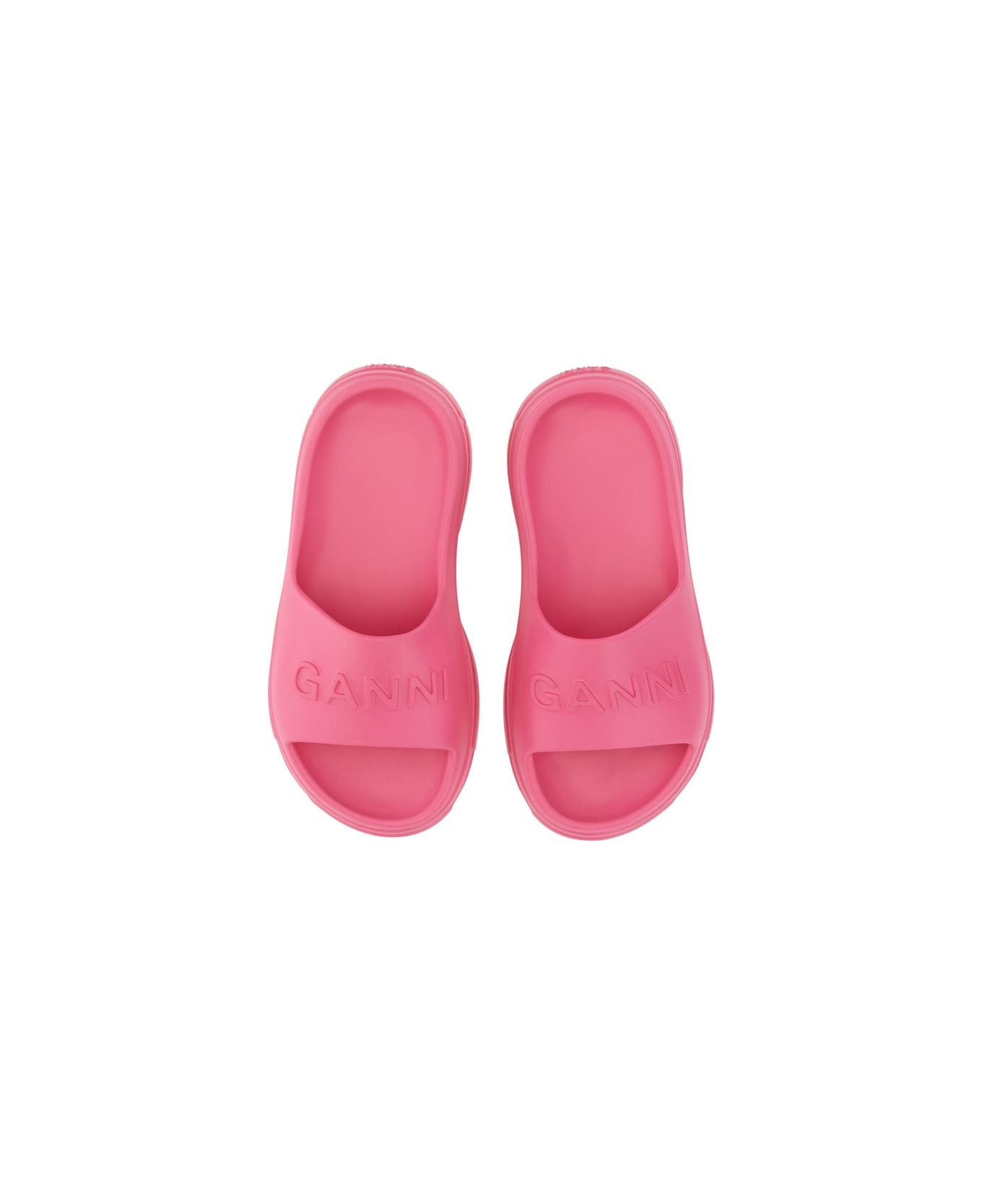 Ganni Slide Sandal With Logo - PINK
