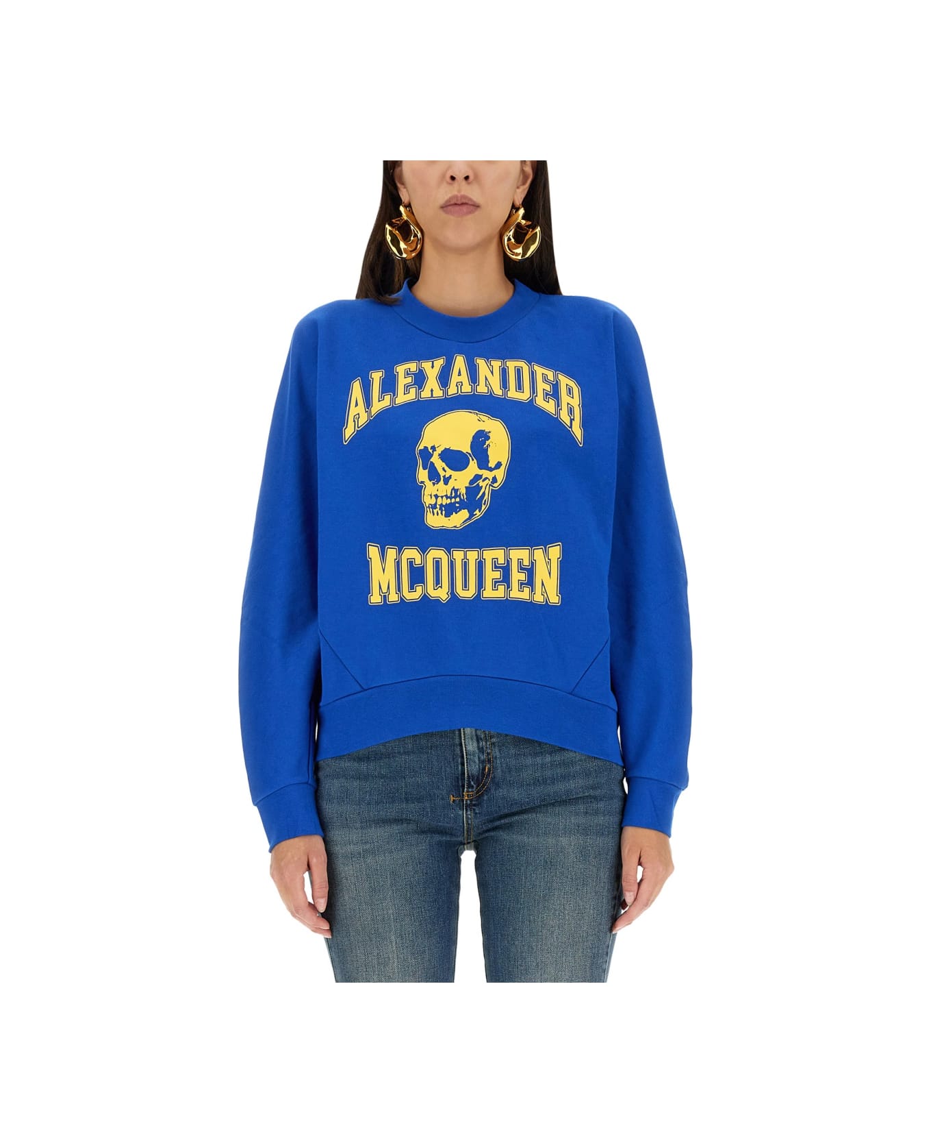 Alexander McQueen Varsiity Skull Sweatshirt - BLUE