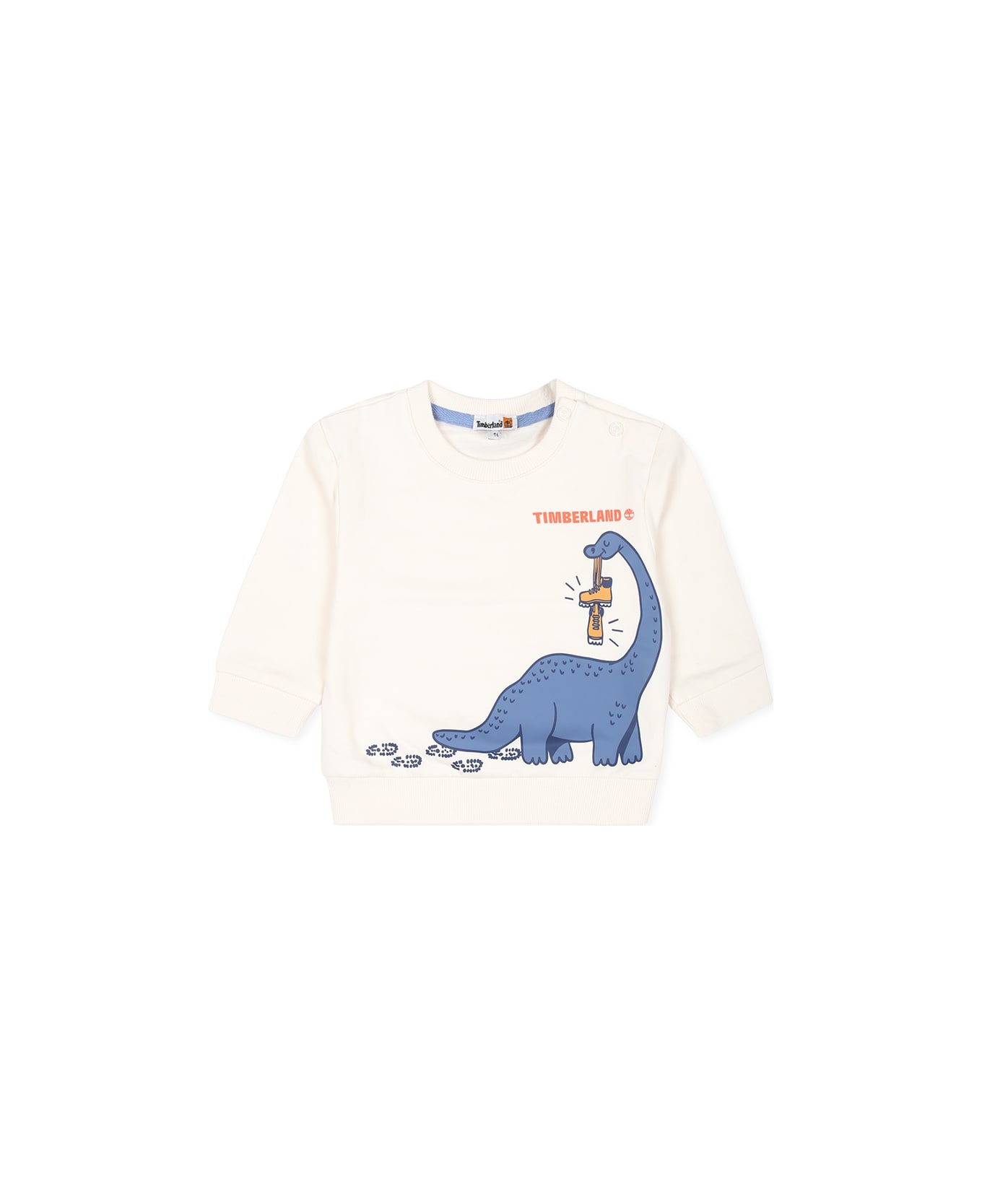 Timberland Ivory Sweatshirt For Baby Boy With Dinosaur Print - Ivory