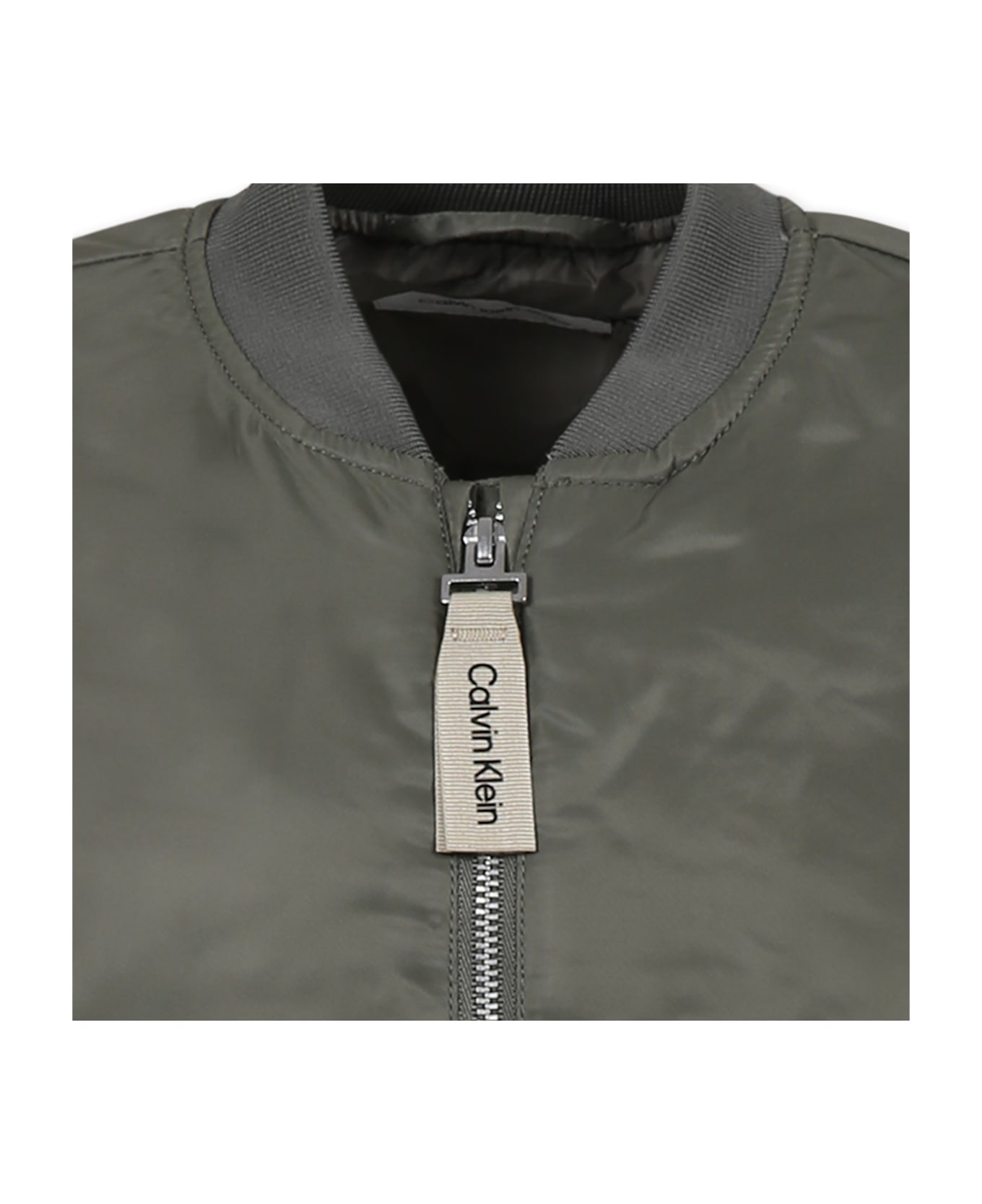 Calvin Klein Geen Bomber Jacket For Girl With Logo - Green