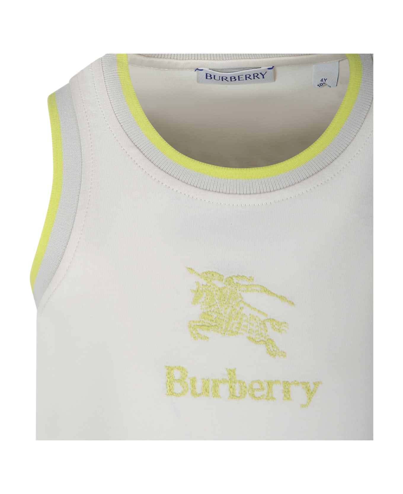 Burberry Ivory Tank Top For Girl With Logo And Equestrian Knight - Wheat Tシャツ＆ポロシャツ