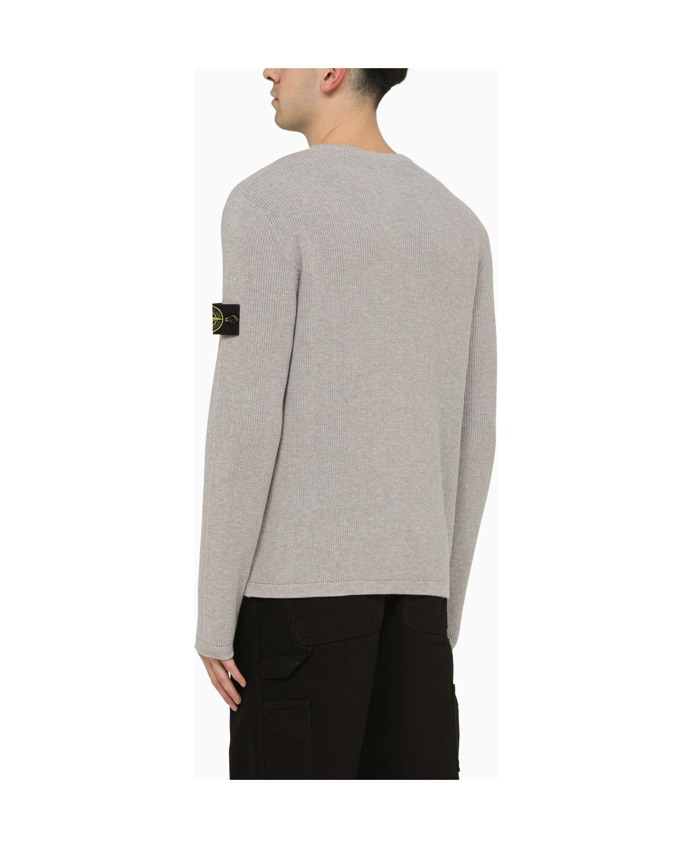 Stone Island Logo Patched Knit Plain Sweatshirt - Melange Grey ニットウェア
