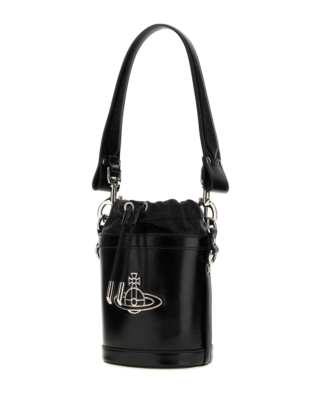 Vivienne Westwood Black Nappa Leather Small Kitty Bucket Bag - Black