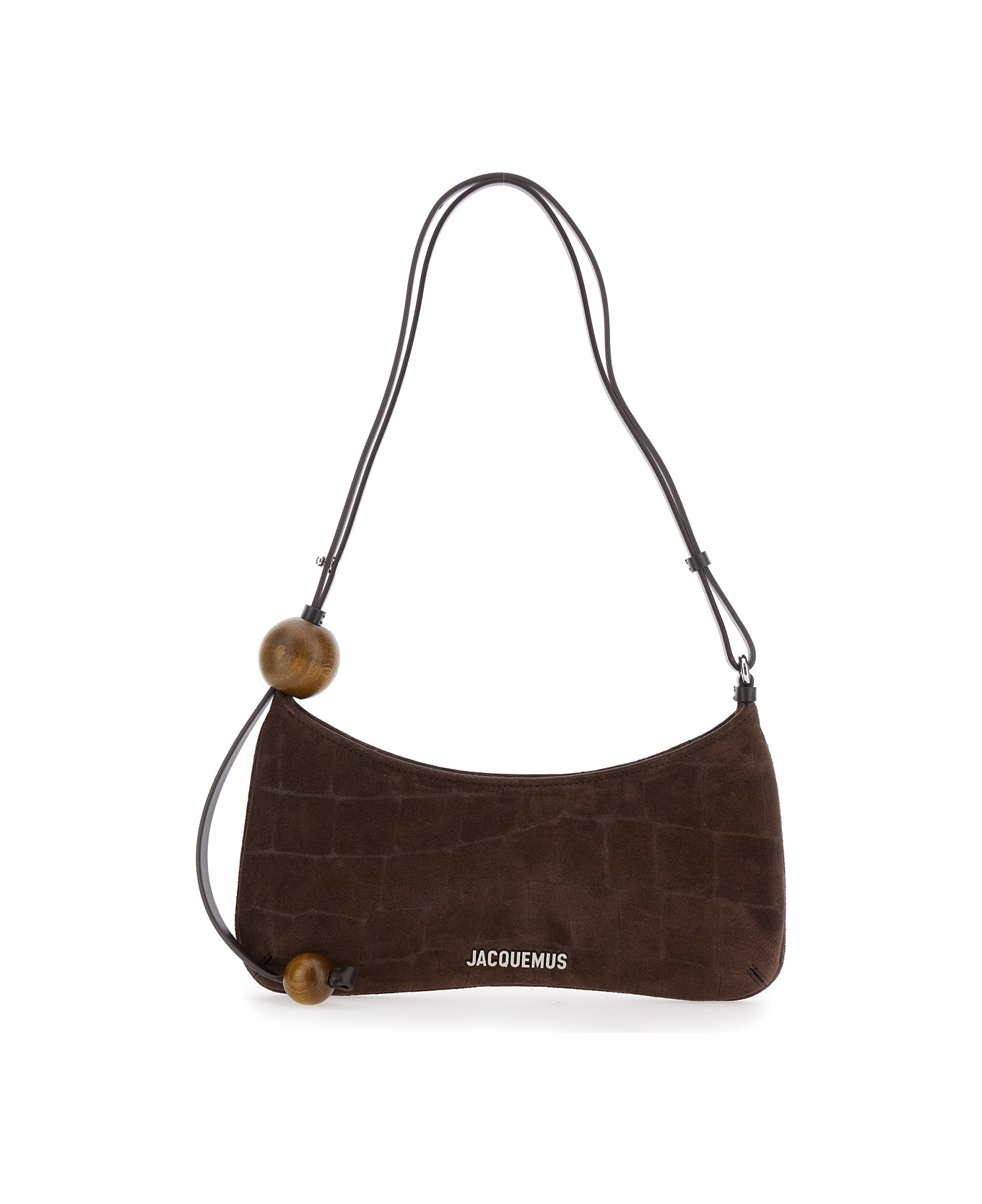 Jacquemus 
le Bisou Perle
 Brown Shoulder Bag With Logo Detail In Suede Woman - BROWN