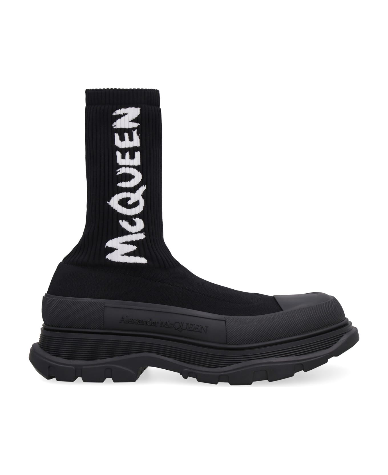 Alexander McQueen Tread Slick Knitted Ankle Boots - Nero