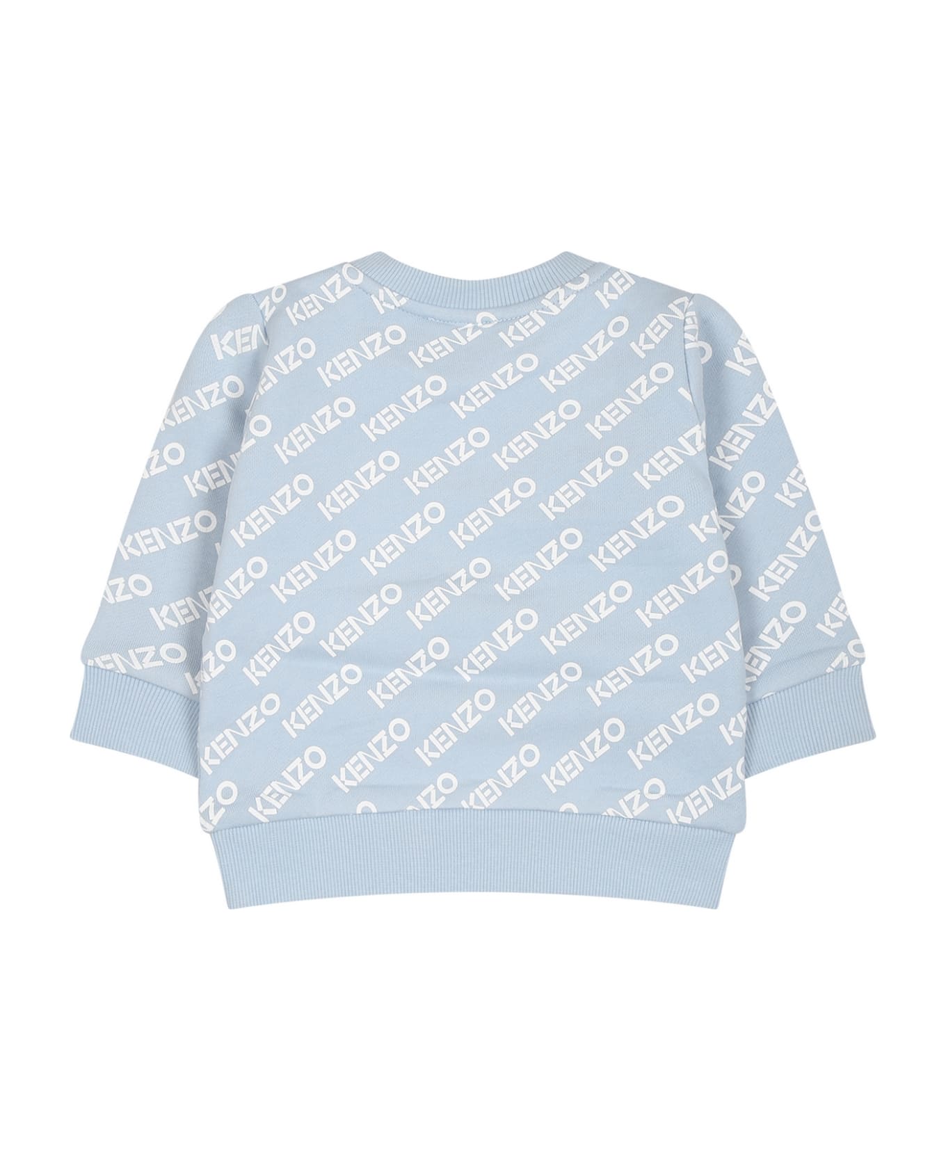 Kenzo Kids Light Blue Sweatshirt For Baby Boy With Logo - Light Blue