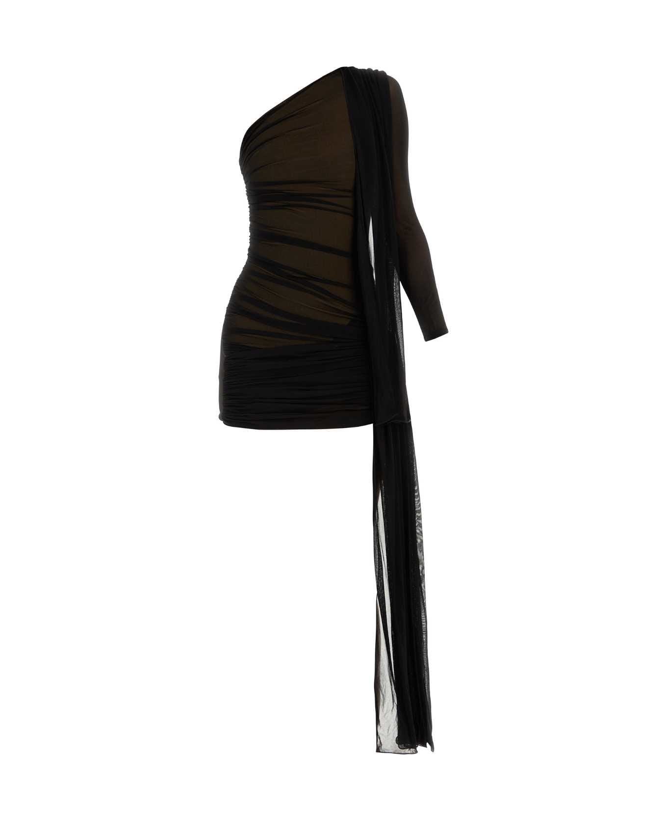 Dion Lee Black Viscose Blend One-shoulder Dress - BLACKSANDSTONE ワンピース＆ドレス