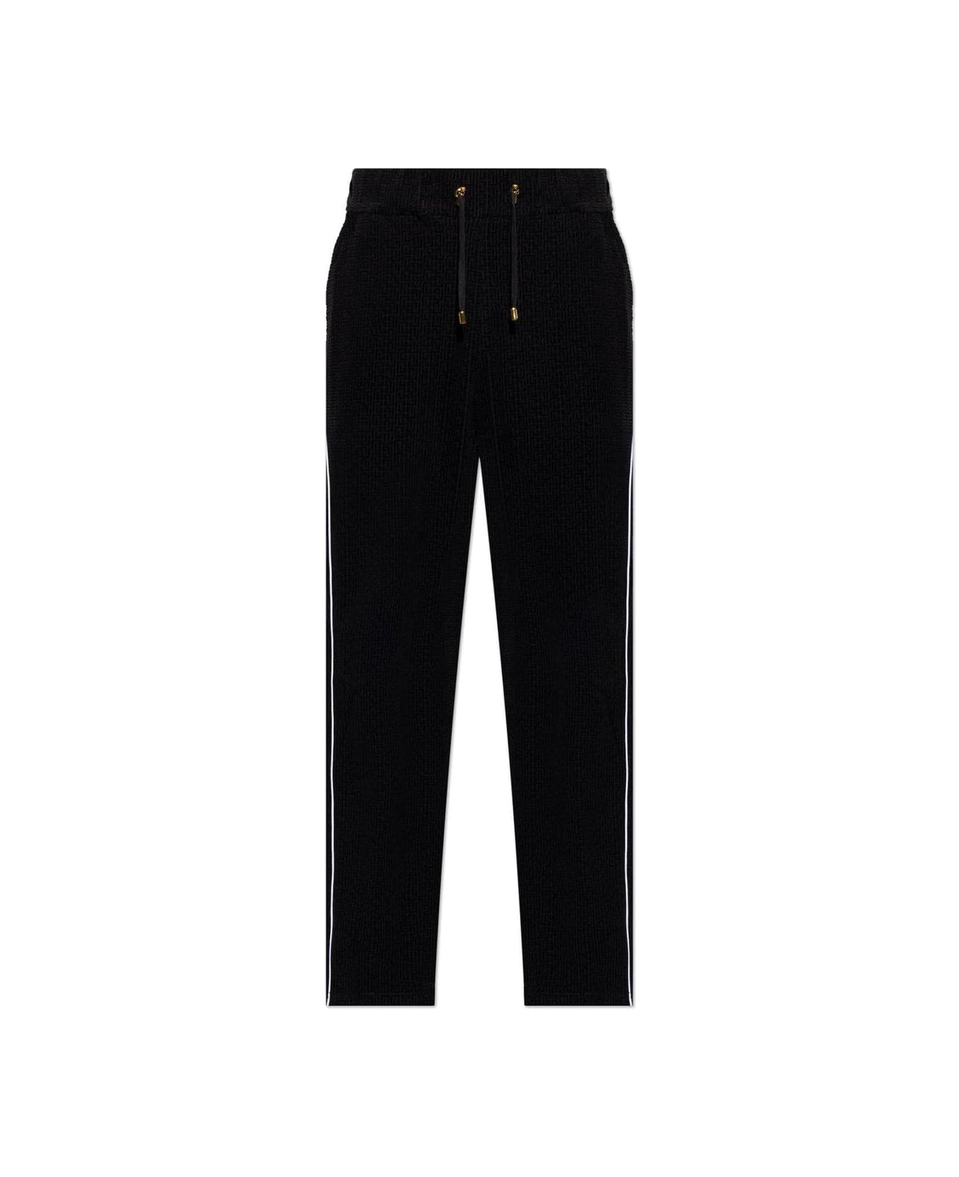 Balmain Monogram Velvet Drawstring Joggers - NOIR