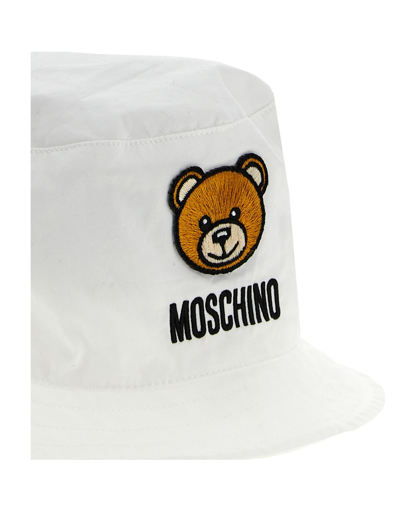Moschino Logo Embroidery Bucket Hat - White