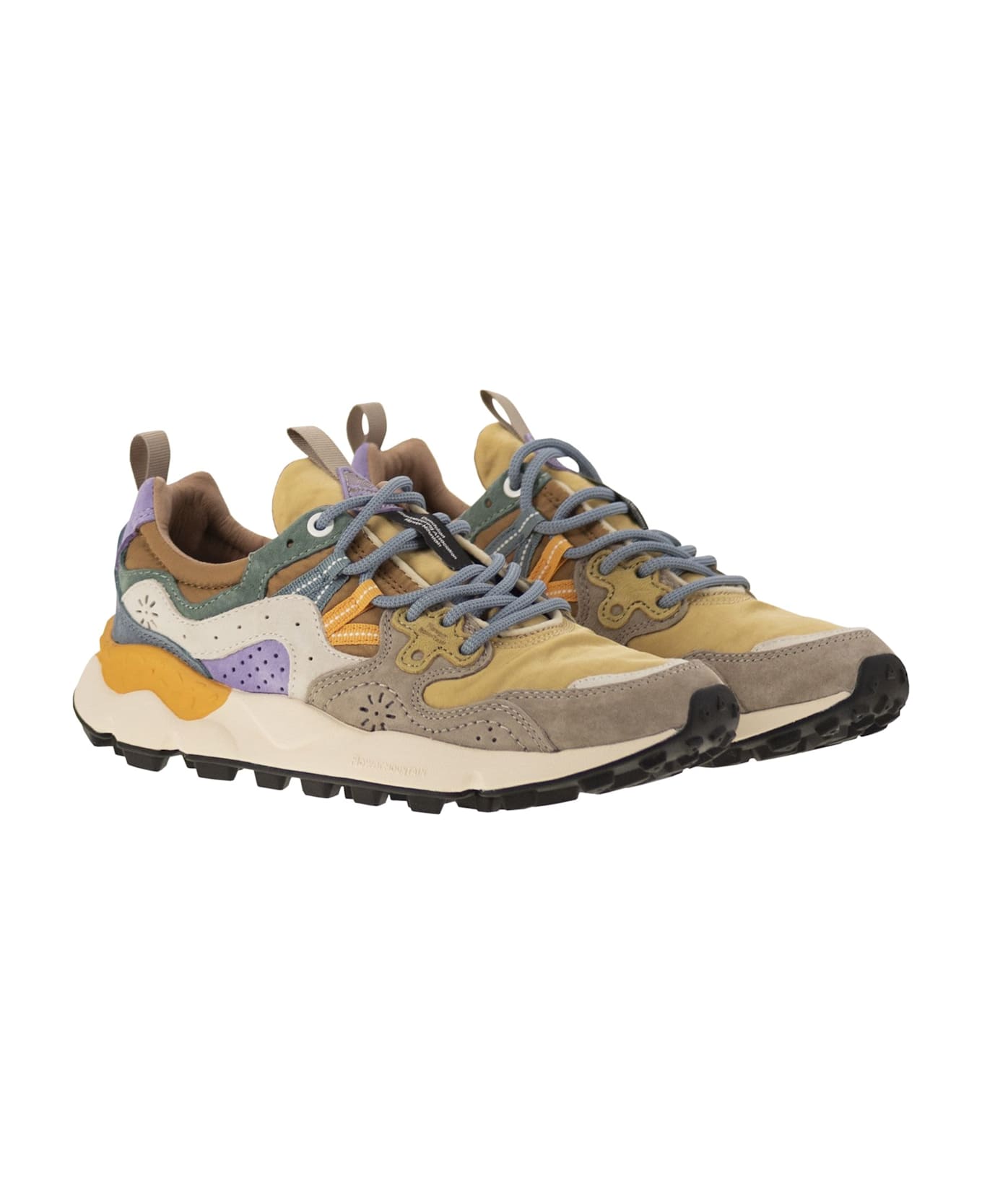 Flower Mountain Yamano 3 - Sneakers In Suede And Technical Fabric - Brown/mustard