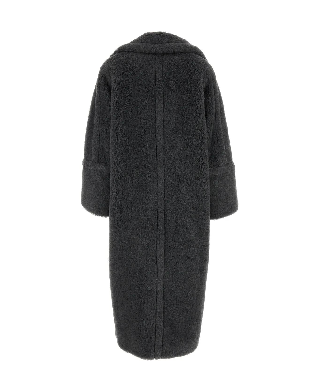 Max Mara Dark Grey Teddy Fabric Kadiak Coat - Avio