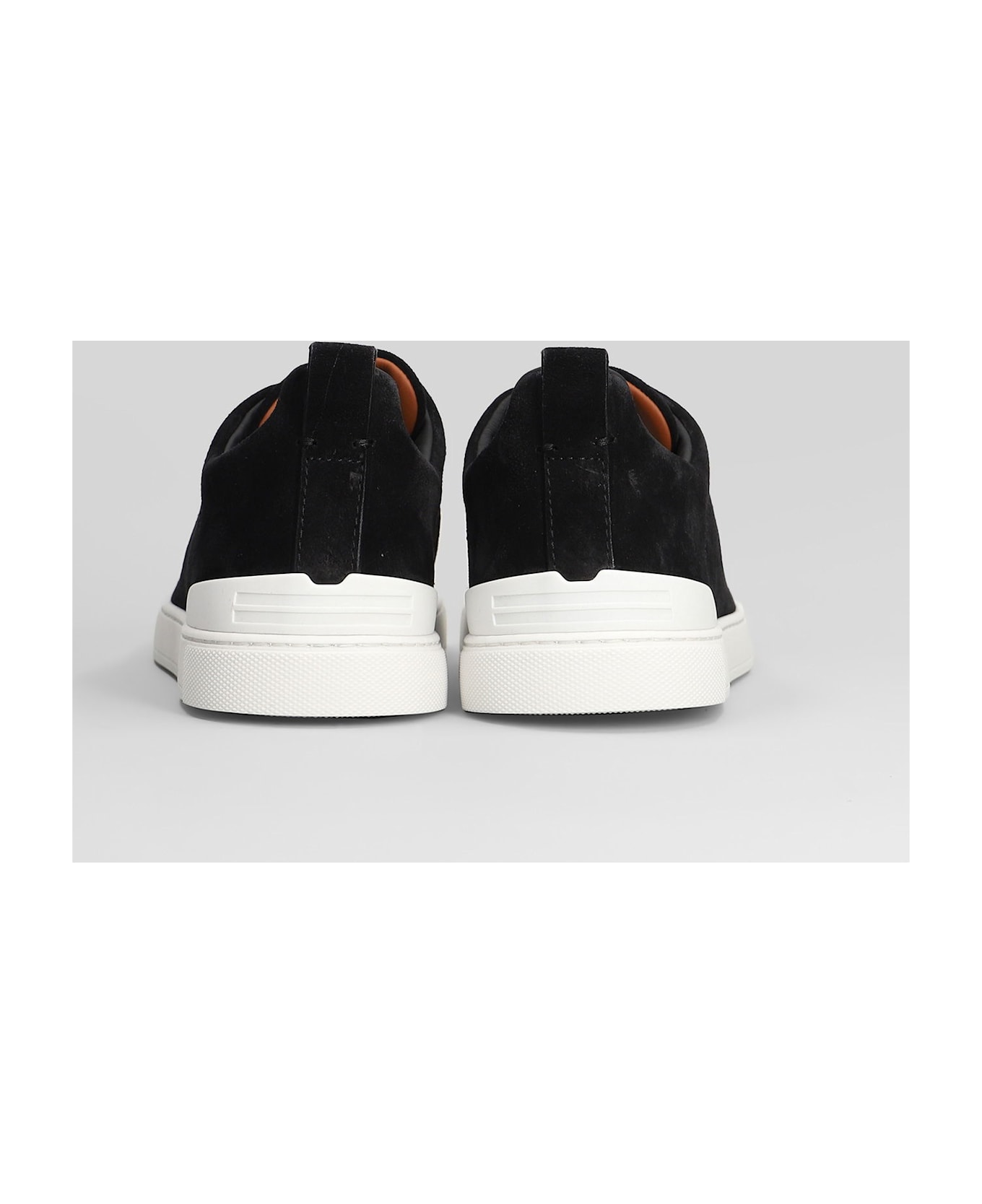 Zegna Triple Stitch Sneakers In Black Suede - black
