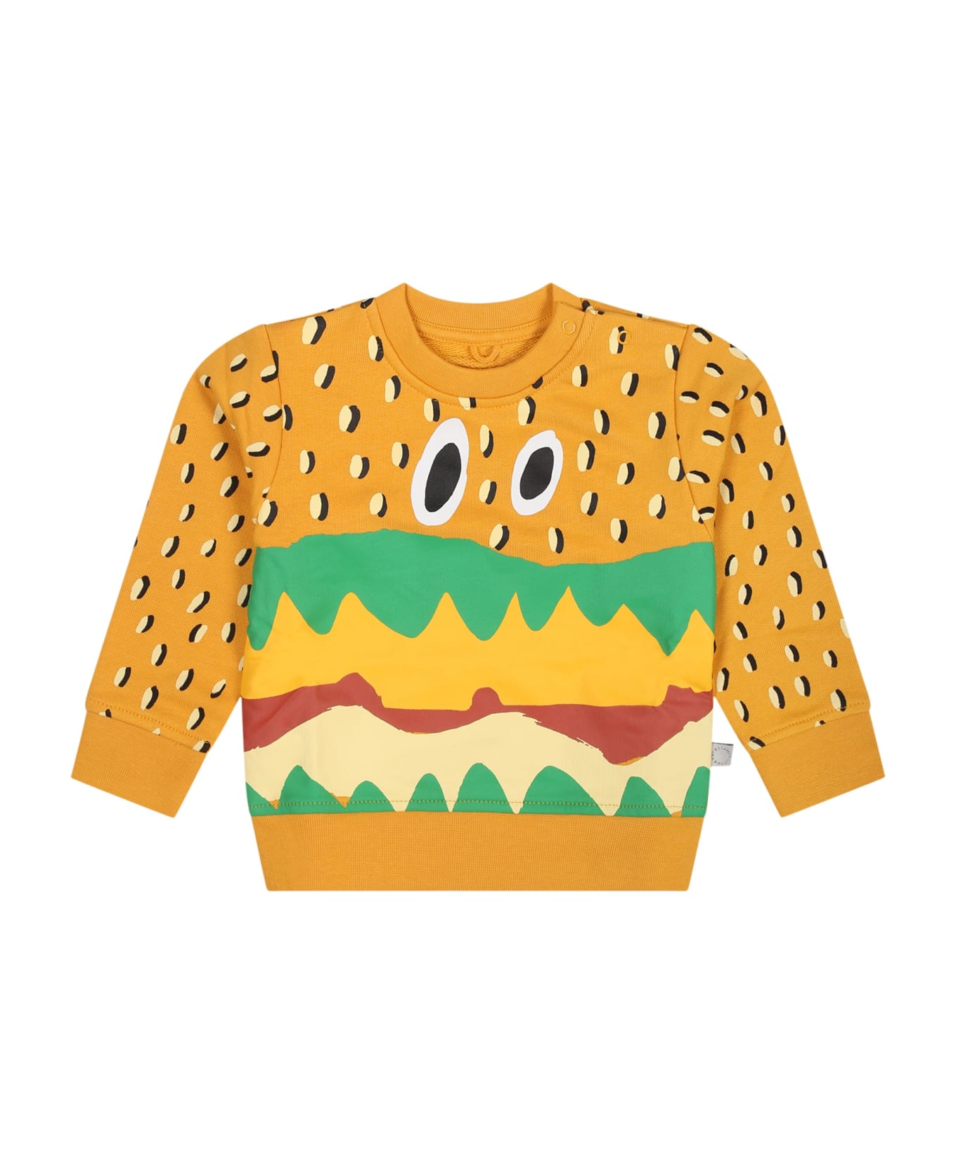 Stella McCartney Kids Yellow Sweatshirt For Baby Boy With Hamburger Print - Yellow ニットウェア＆スウェットシャツ