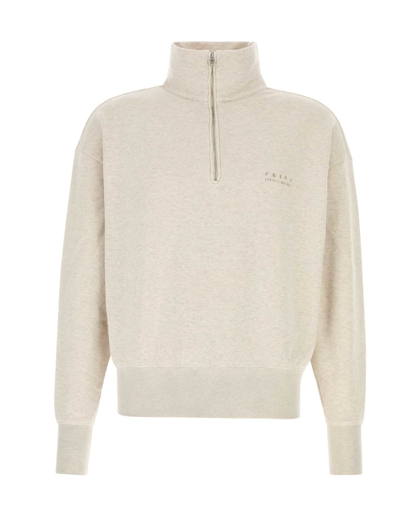 Prada Melange Sand Cotton Sweatshirt - NATURALE