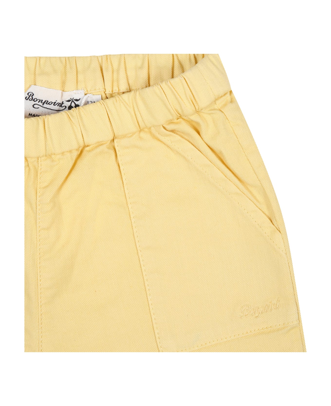 Bonpoint Yellow Trousers For Baby Boy With Logo - Yellow ボトムス