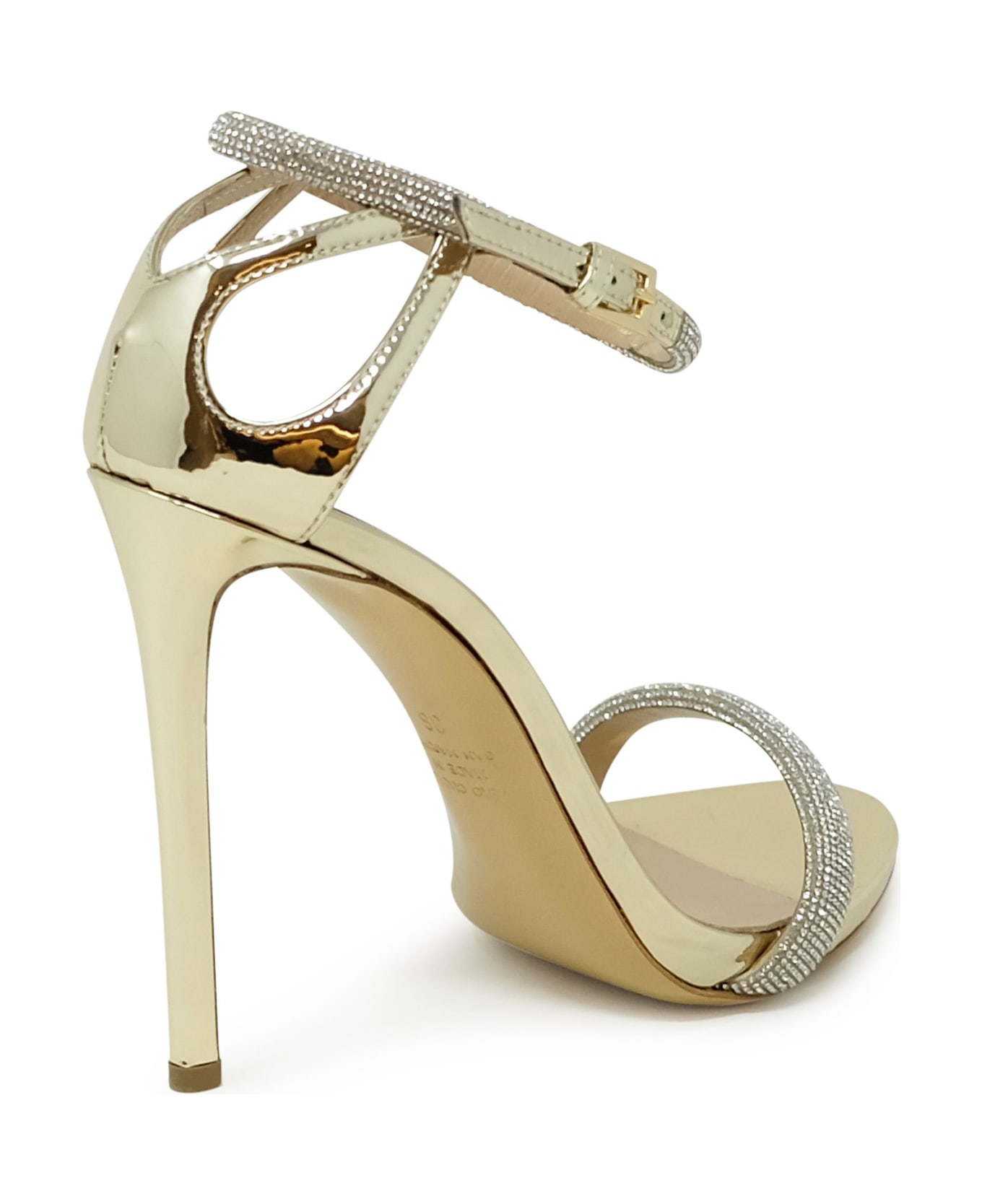 Ninalilou Gold Leather Sandals With Swarovski - GOLD