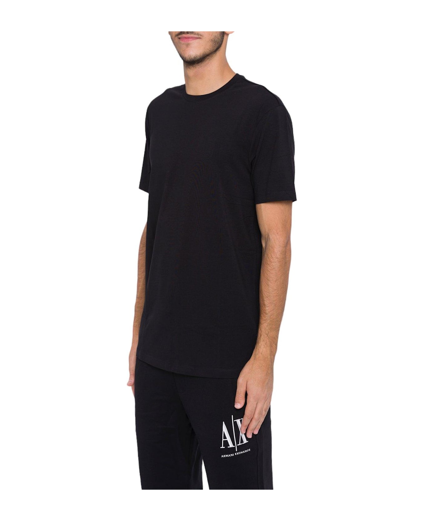 Armani Collezioni Logo Embroidered Crewneck T-shirt - Black