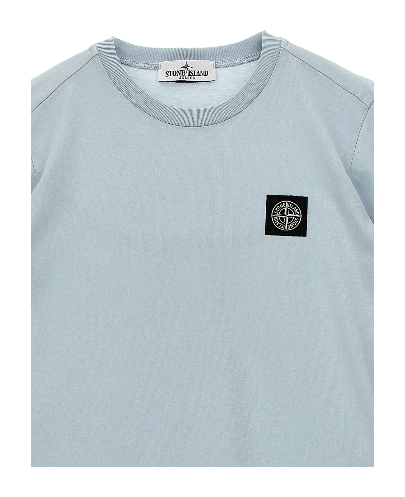 Stone Island Junior Logo Badge T-shirt - Light Blue