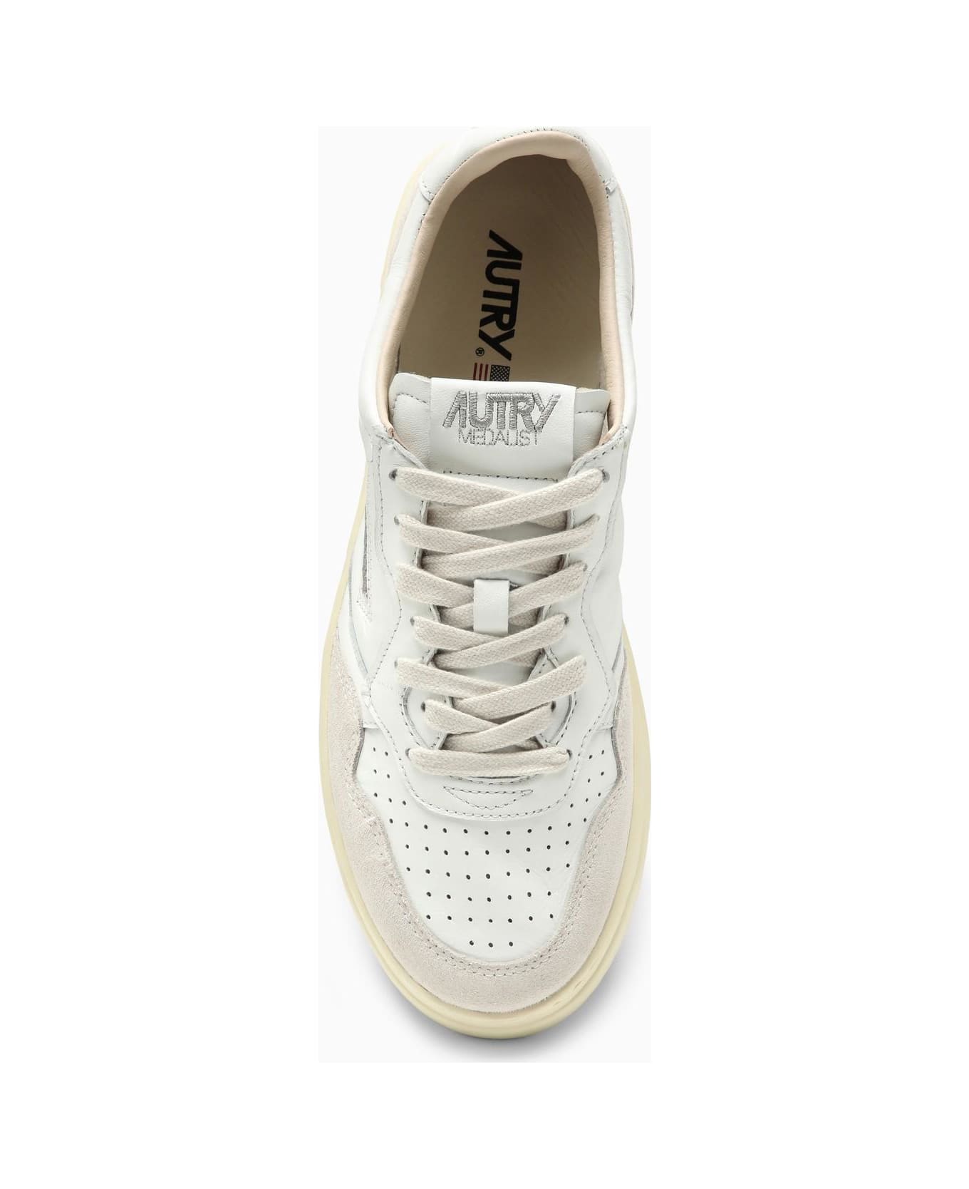 Autry Medalist Trainer In White Leather And Suede - White