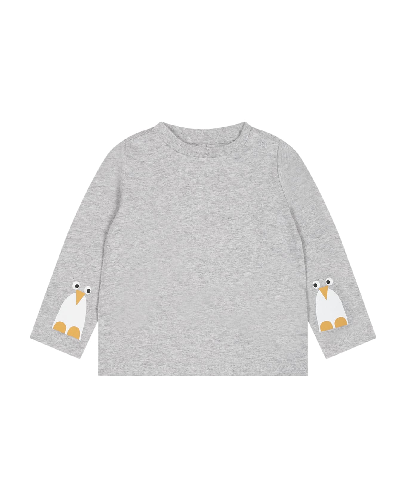 Stella McCartney Kids Black T-shirt For Baby Boy With Logo And Print - Grey